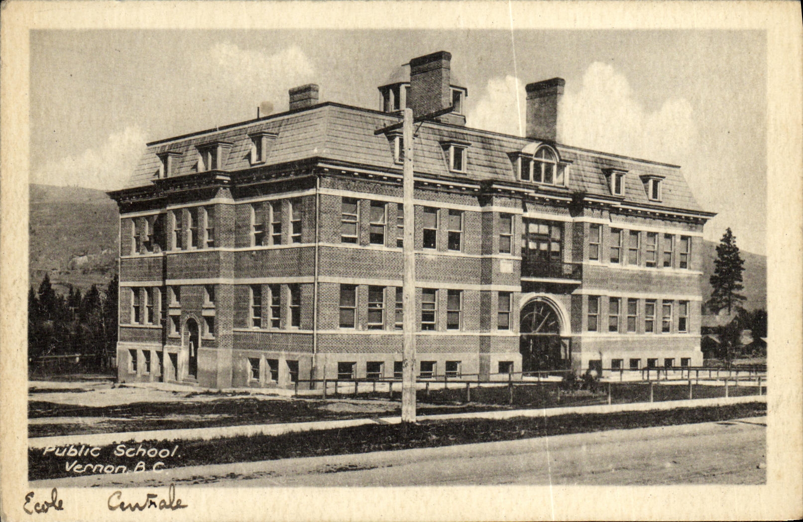 VINTAGE POSTCARD Public School Vernon