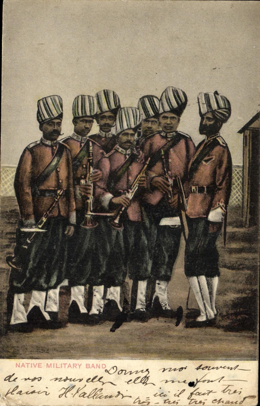 VINTAGE POSTCARD Native Military Band