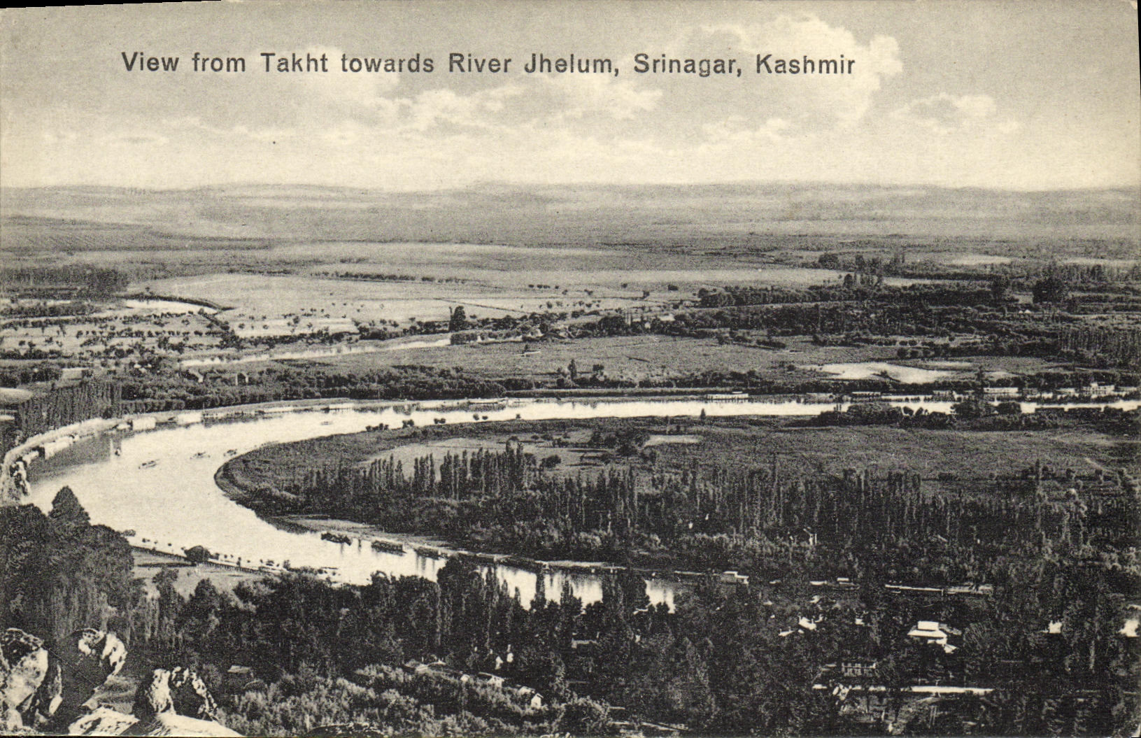 VINTAGE POSTCARD View from Takht towrds To rivet Jhelum Srinagar Kashmir