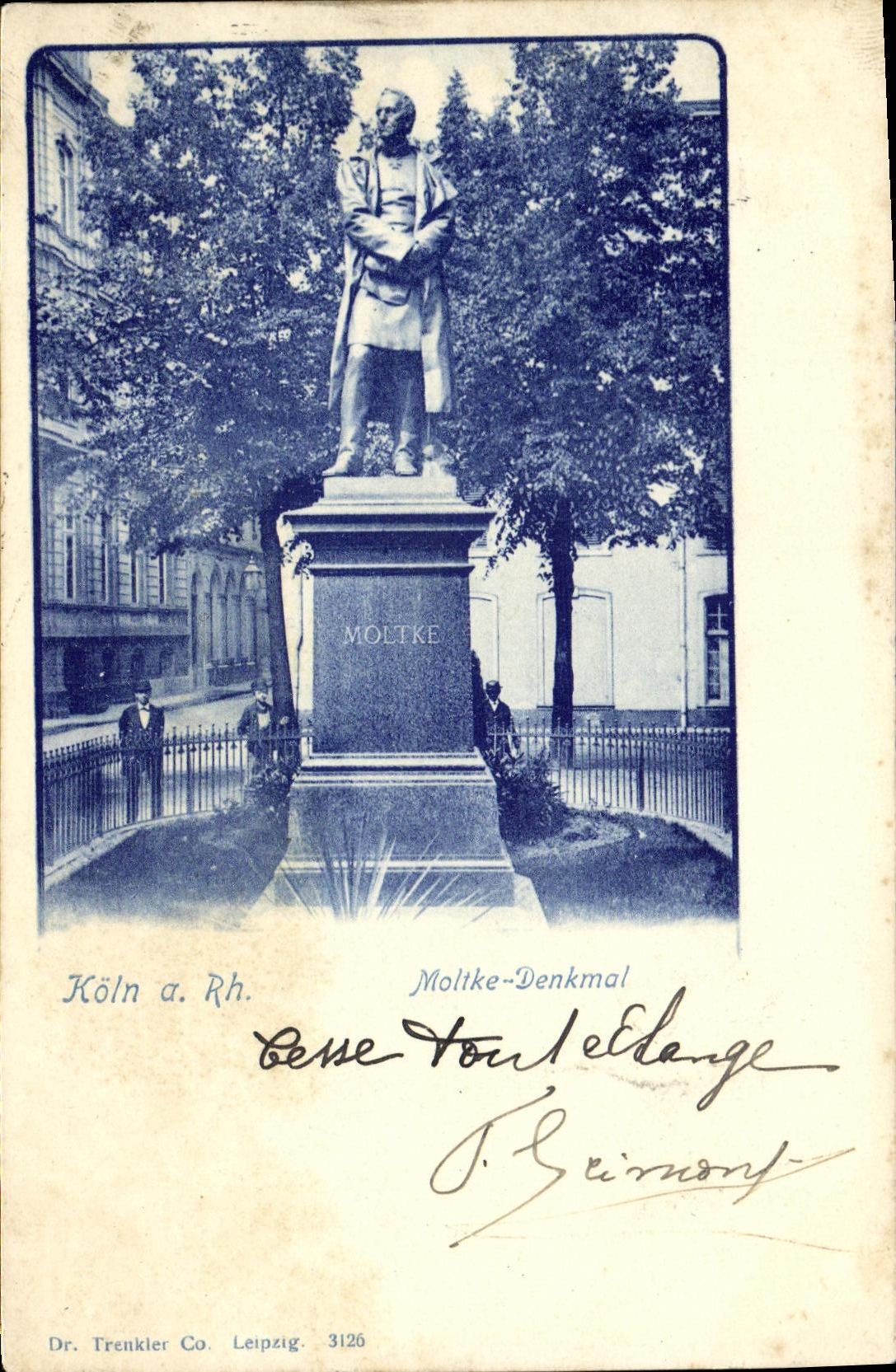 La POSTAL Koln de la VENDIMIA tiene derecho Moltke Denkmal