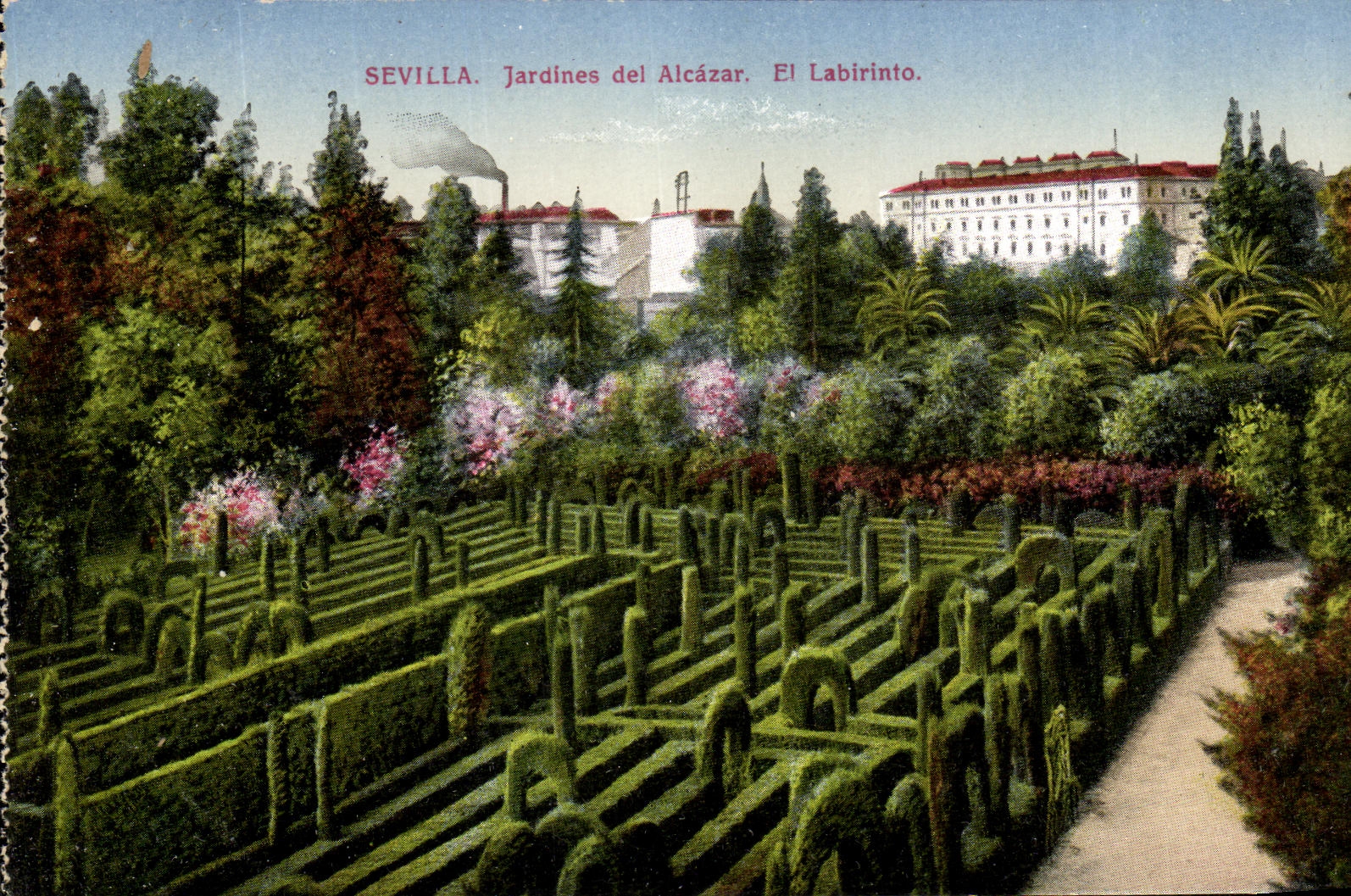 VINTAGE POSTCARD Sevilla Garden LED Alcazar El Labirinto