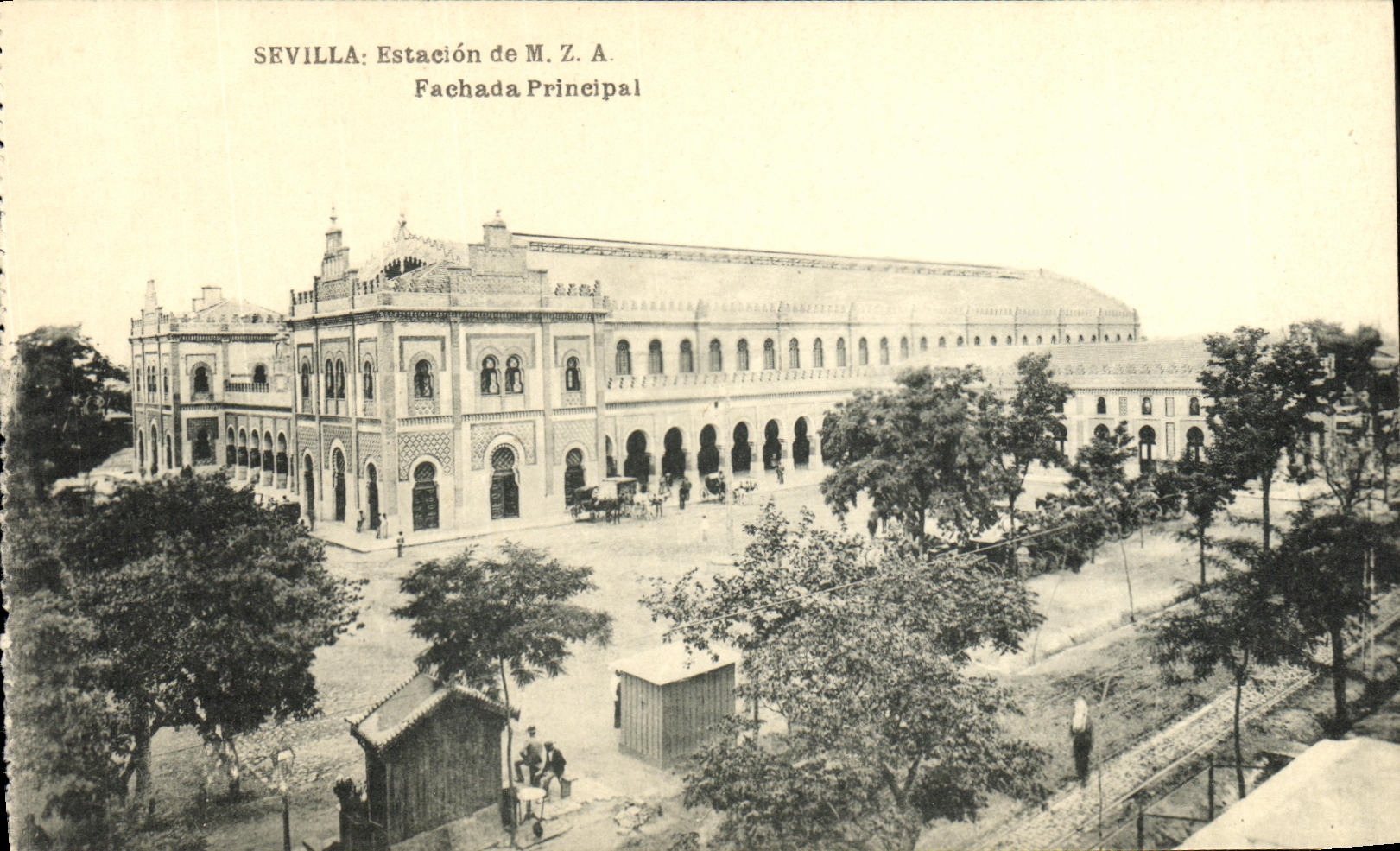 VINTAGE POSTCARD Sevilla Estaction of MR  Z has Fachada Principal