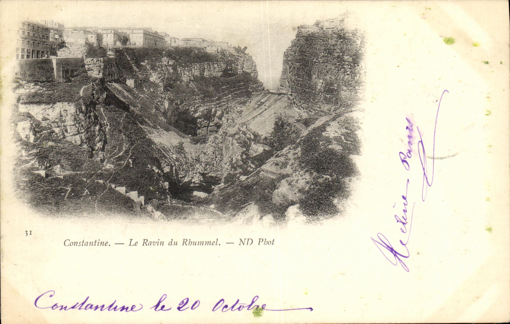 POSTAL Constantina de la VENDIMIA el barranco de Rhummel