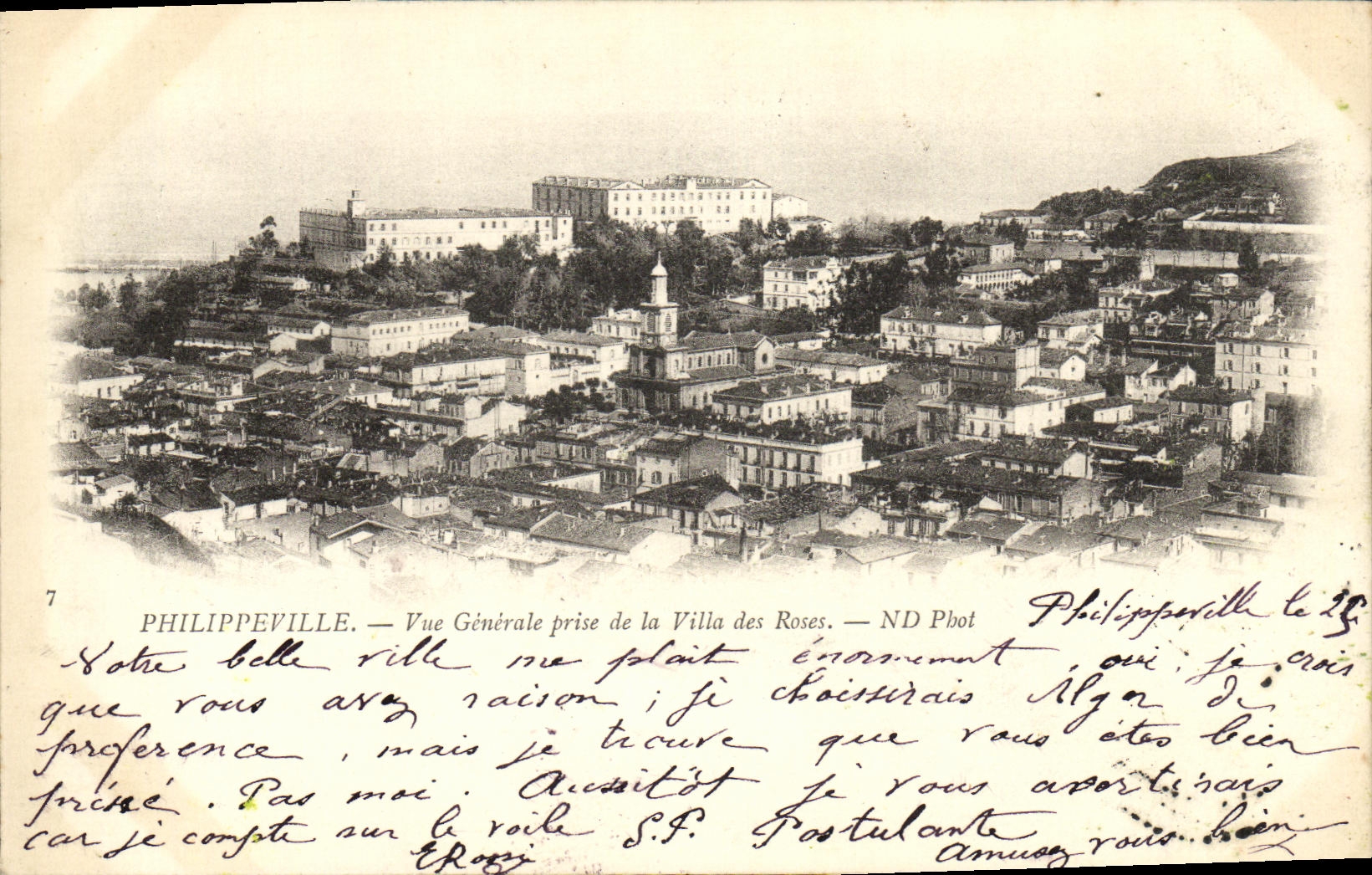 VINTAGE POSTCARD Philippeville View taken of the Villa of the Roses
