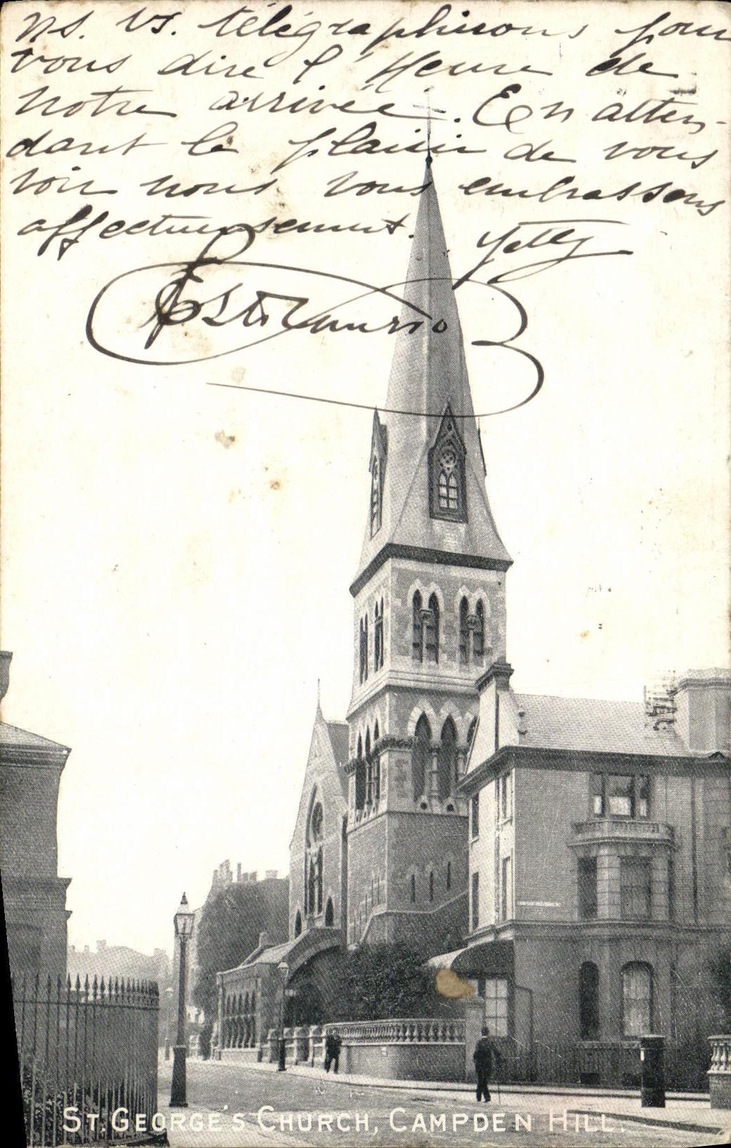 Colina de San Jorge S Chruch Campden de la POSTAL de la VENDIMIA