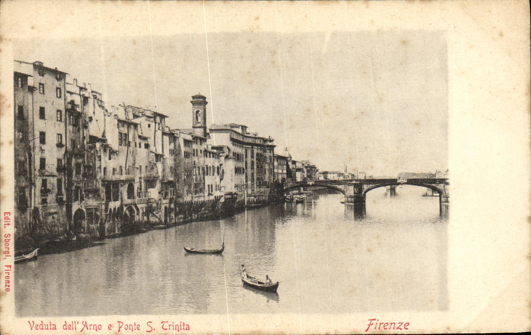 CPA Veduta dell Arno e Ponte S Trinita Firenze 