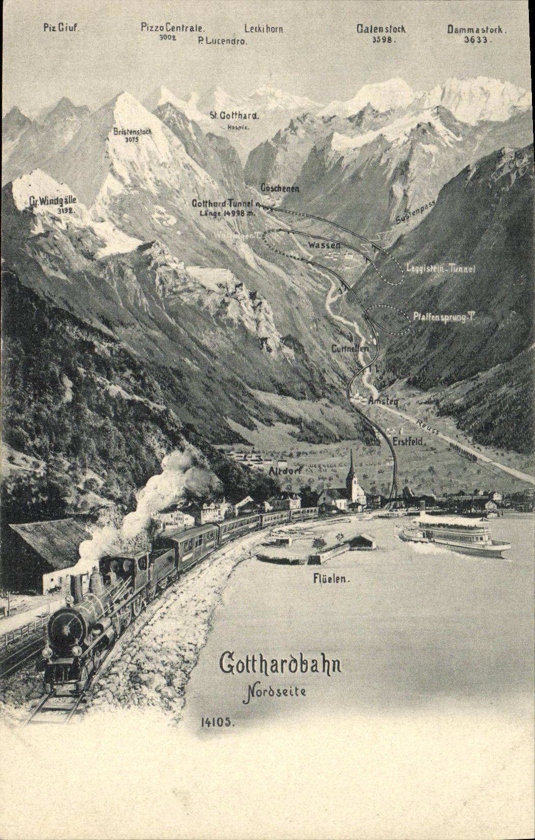 CPA Gotthardahn Nordseite Train