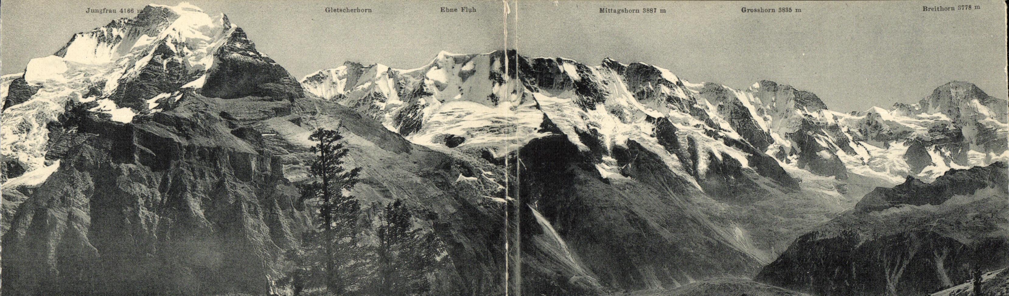 CARTE EN 4 VOLETS panorama de Murren Suisse