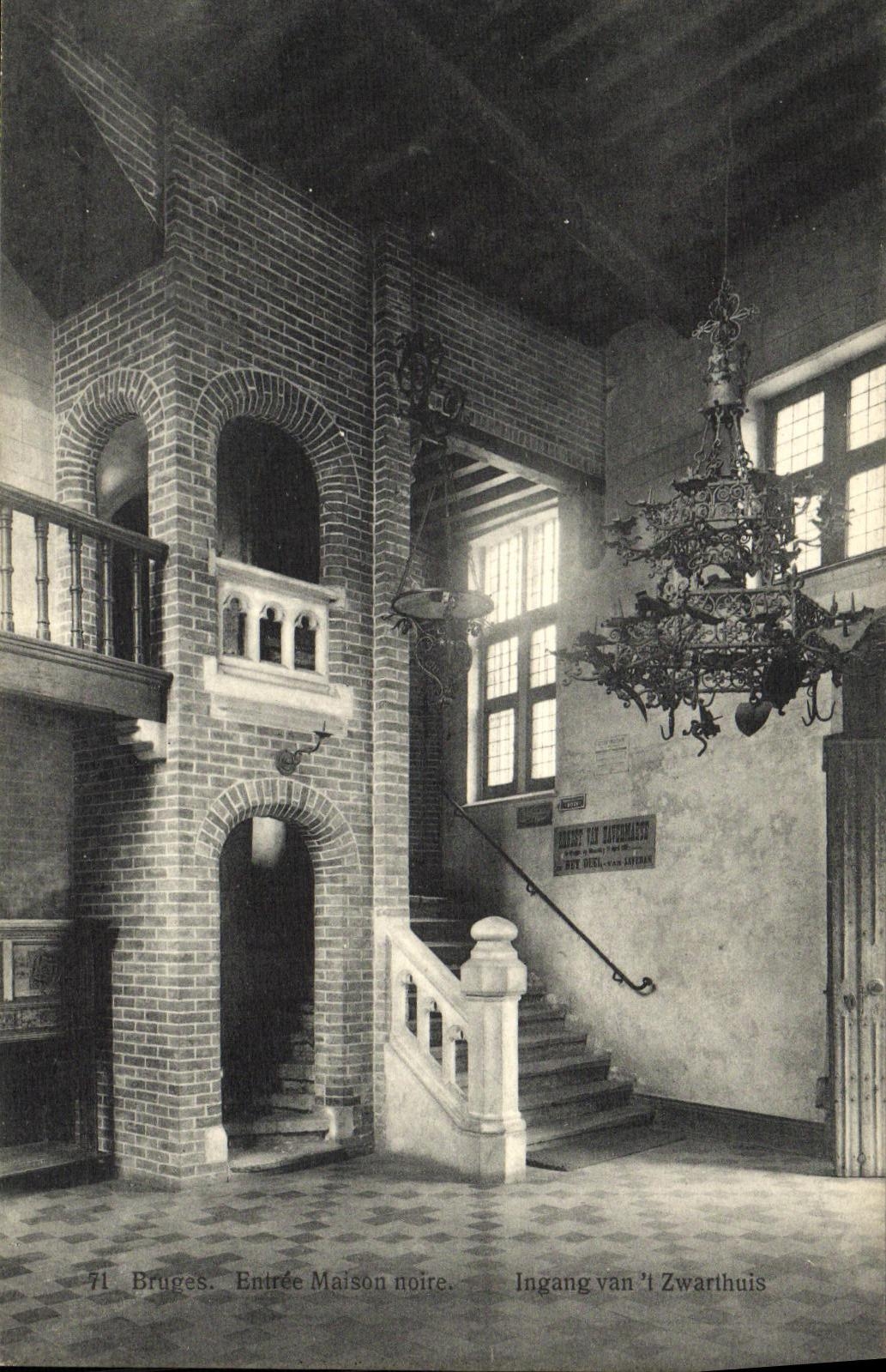 VINTAGE POSTCARD Entered Bruges black house