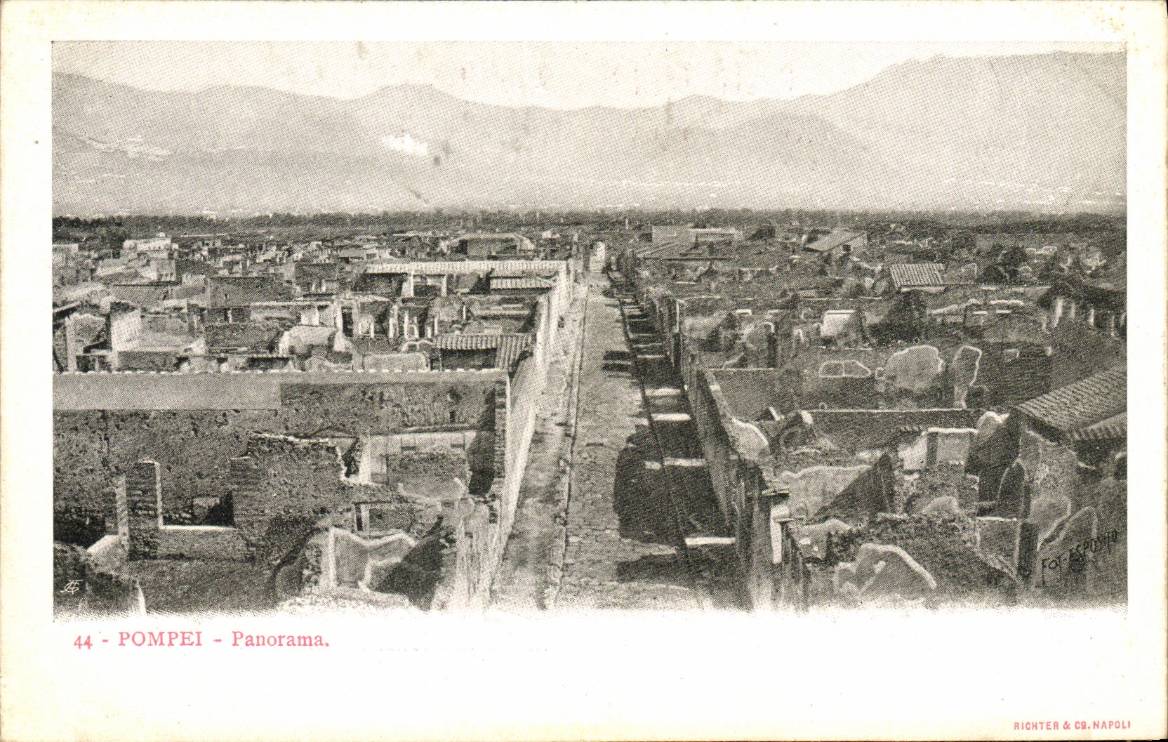 Panorama de Pompeya de la POSTAL de la VENDIMIA