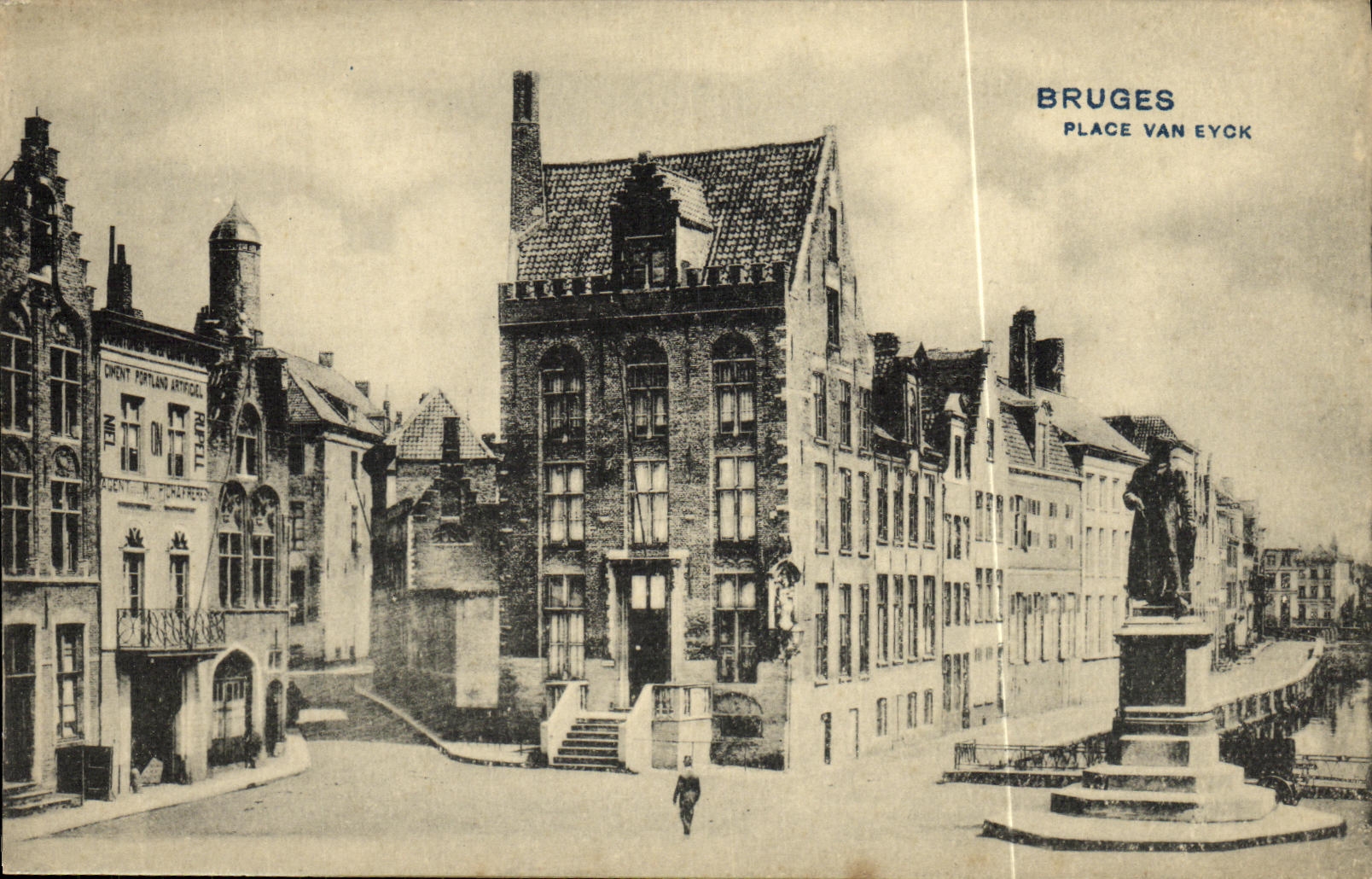 VINTAGE POSTCARD Brussels Bruges Places Van Eyck
