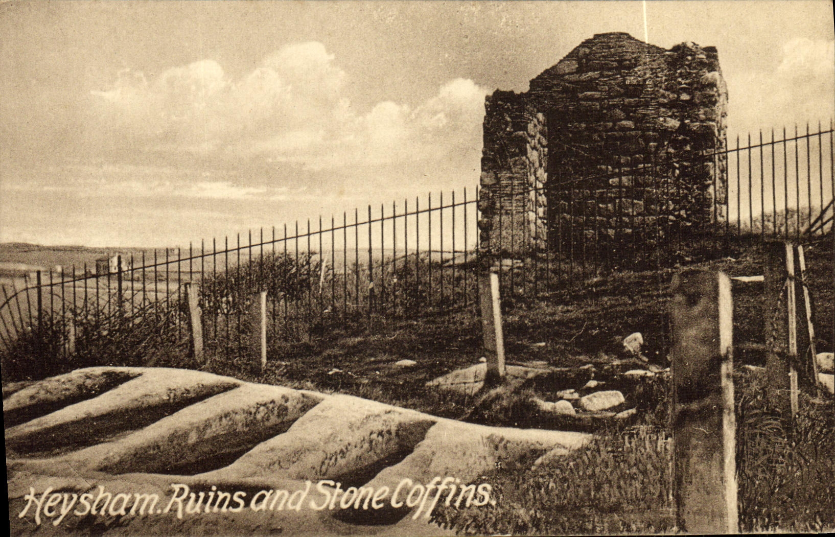 VINTAGE POSTCARD Heysham Ruins And Stone Whetstone sheaths