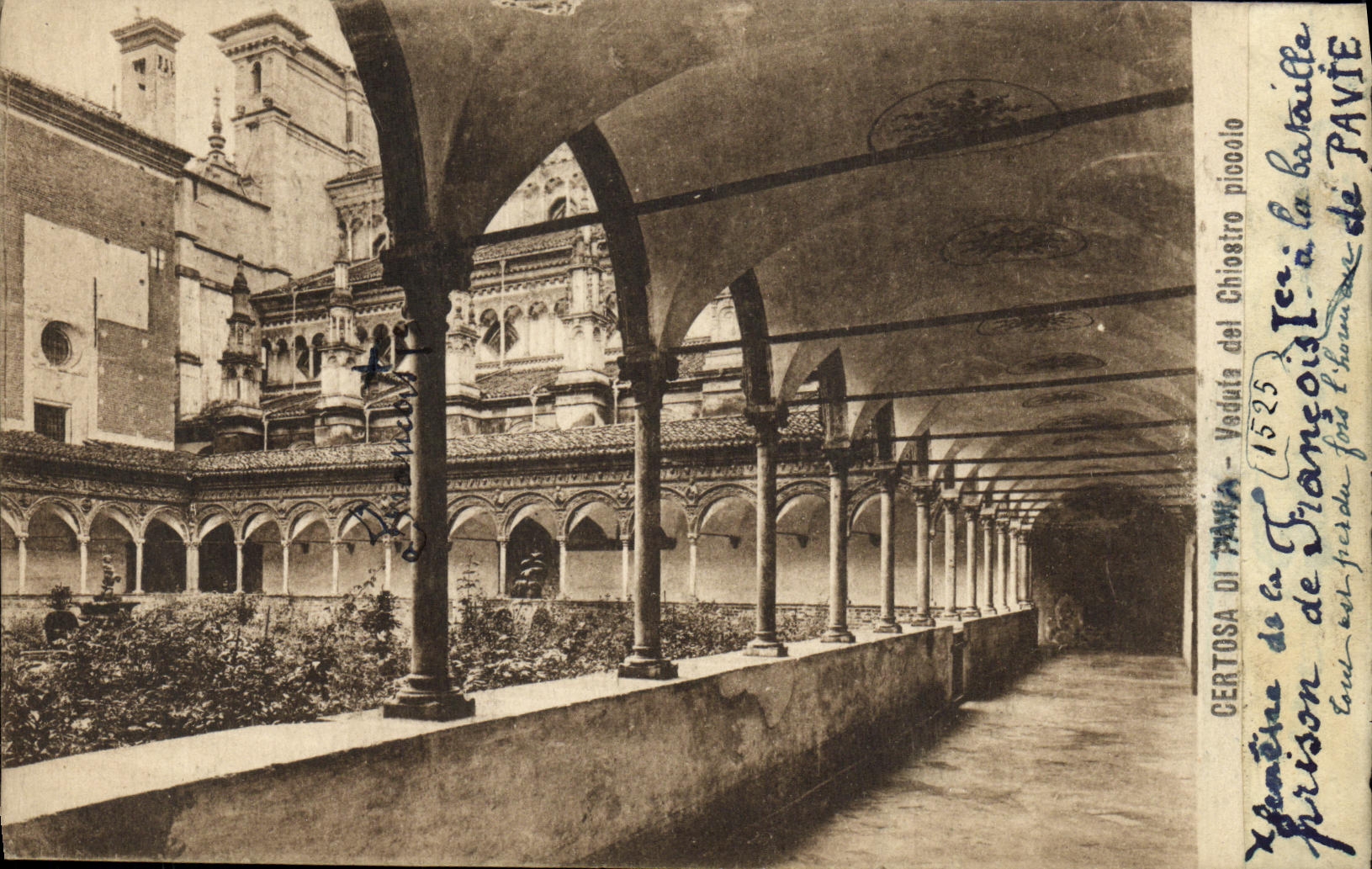Flautin de Pavia Veduta Del Chiostro de los Di de Certosa de la POSTAL de la VENDIMIA