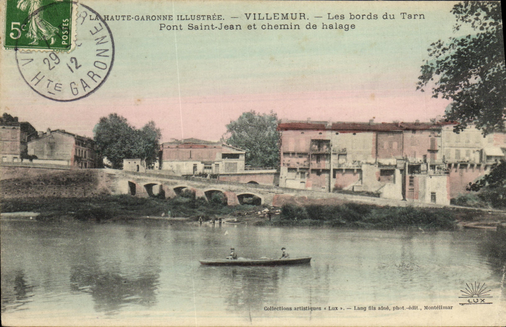 VINTAGE POSTCARD Villemur edges of the Tarn Holy Bridge Jean and tow path