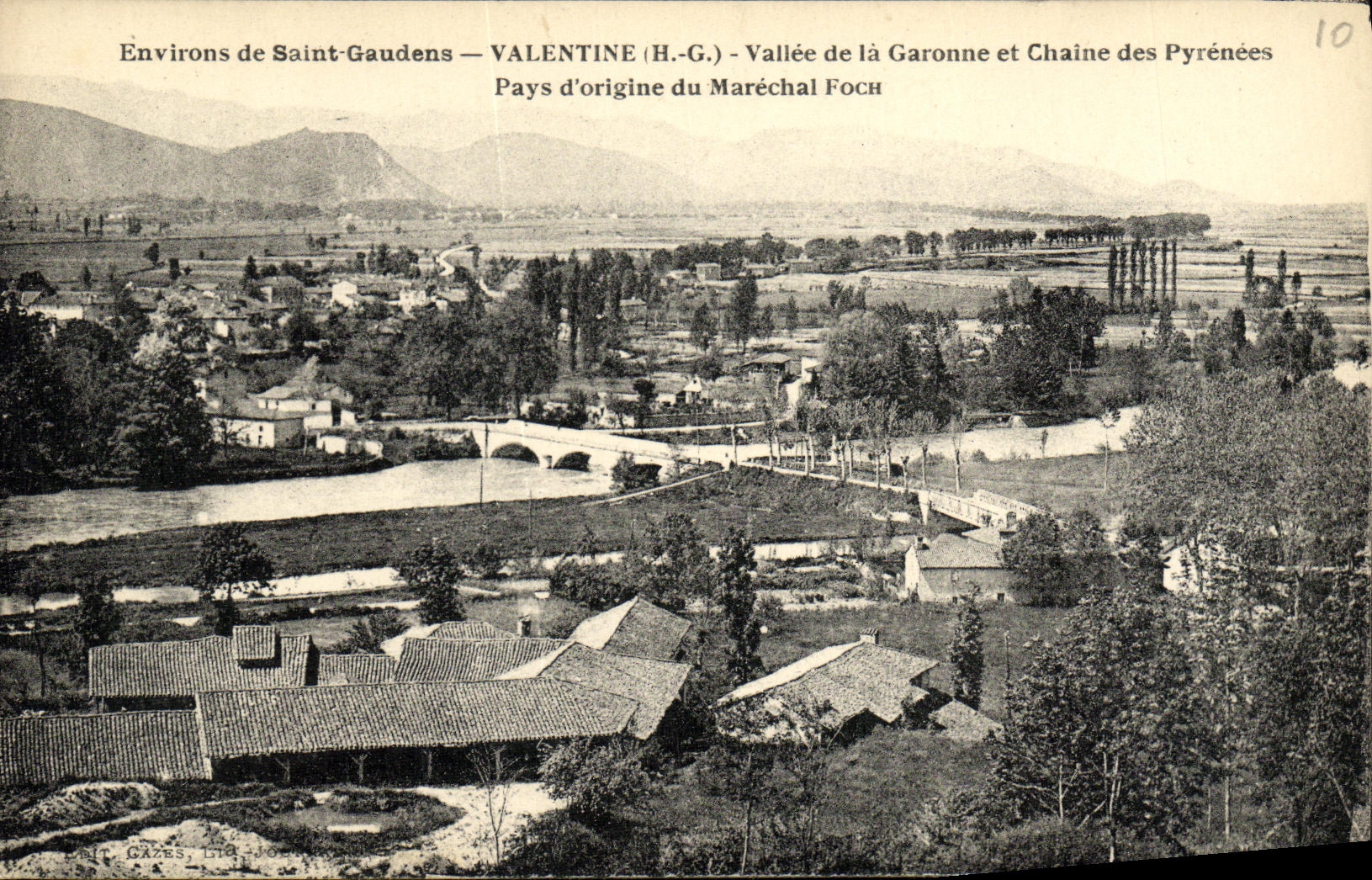 VINTAGE POSTCARD Valentine Valley of the Garonne and Chaine Of the Pyrenees Surroundings of Gaudens Saint