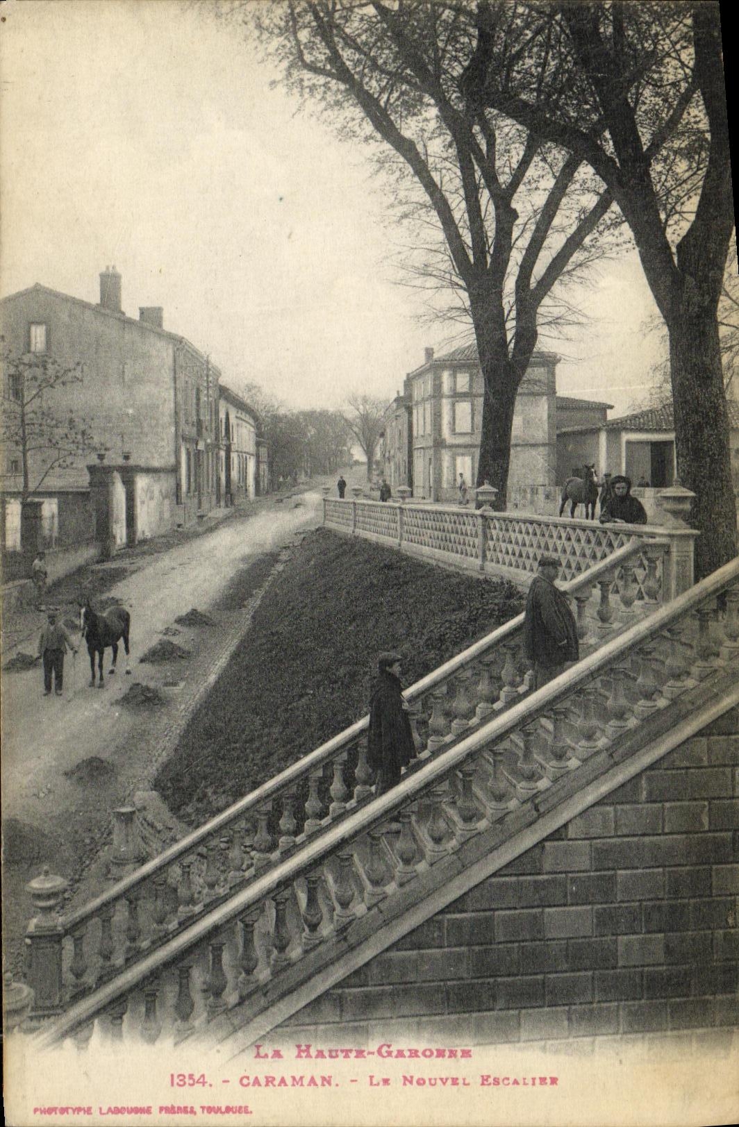 VINTAGE POSTCARD Caraman the New Staircase