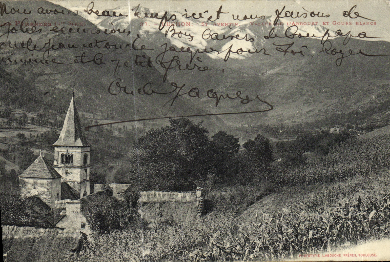 VINTAGE POSTCARD Luchon St Aventin Valley of L ARboust and Gours white