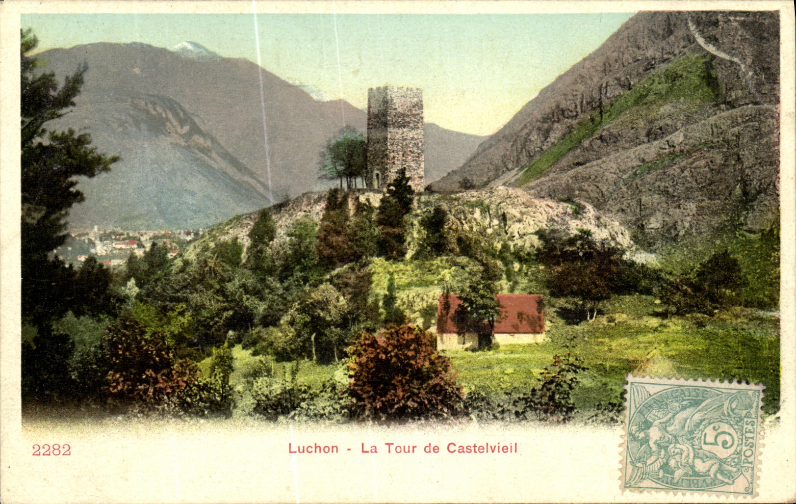 VINTAGE POSTCARD Luchon the Tower of Castelvieil