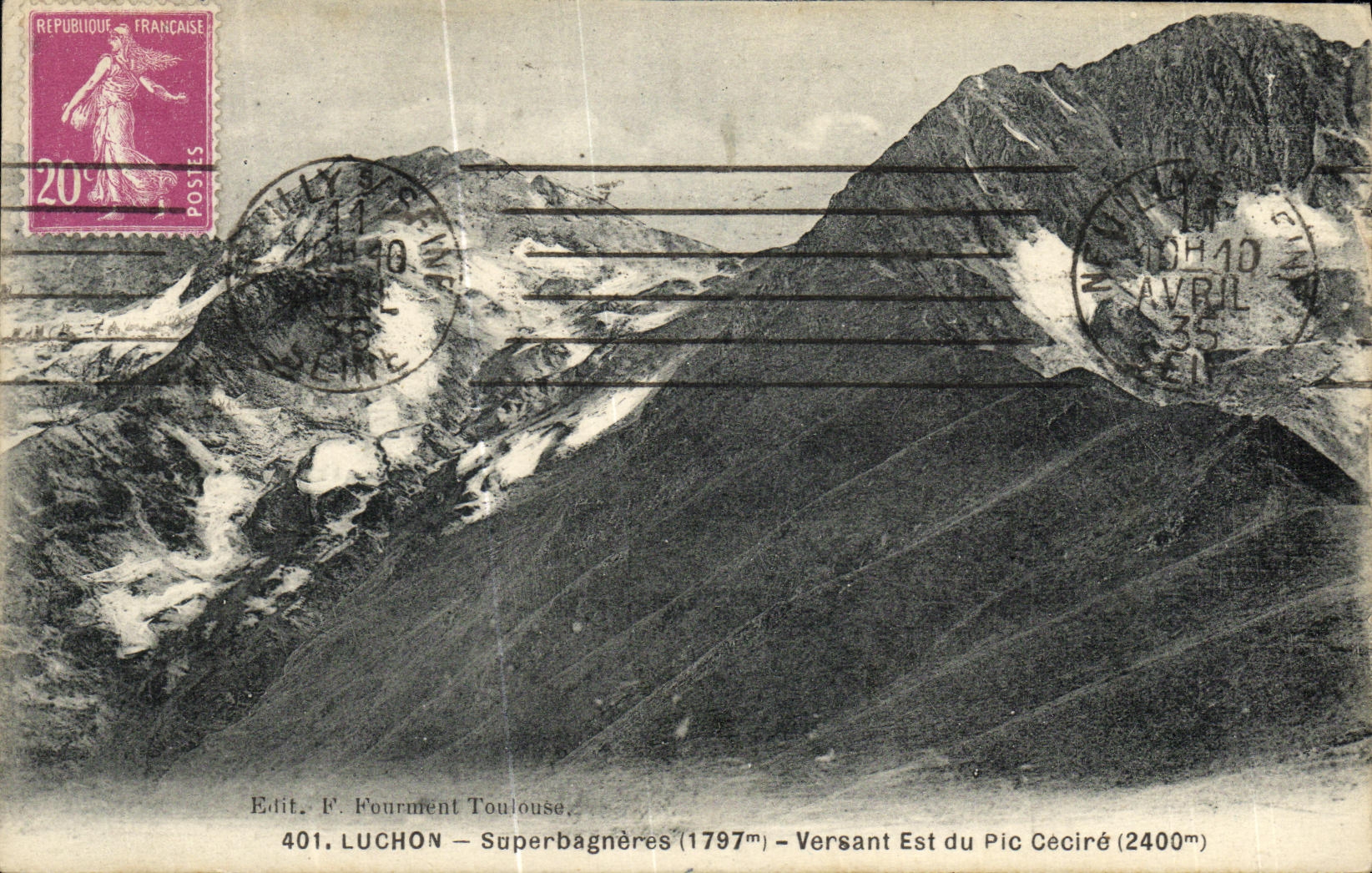 VINTAGE POSTCARD Luchon Superbagneres Pouring Is Peak Cecire