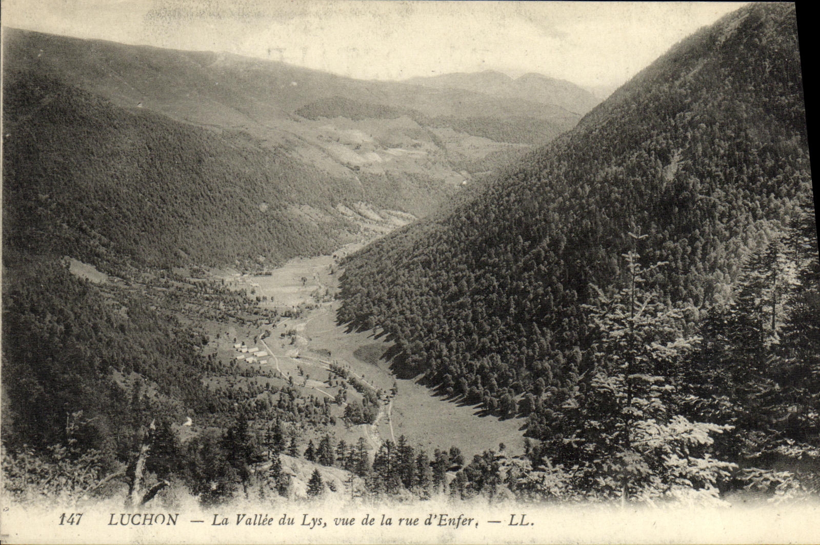 VINTAGE POSTCARD Luchon Valley of the Lily Seen of the street D hell