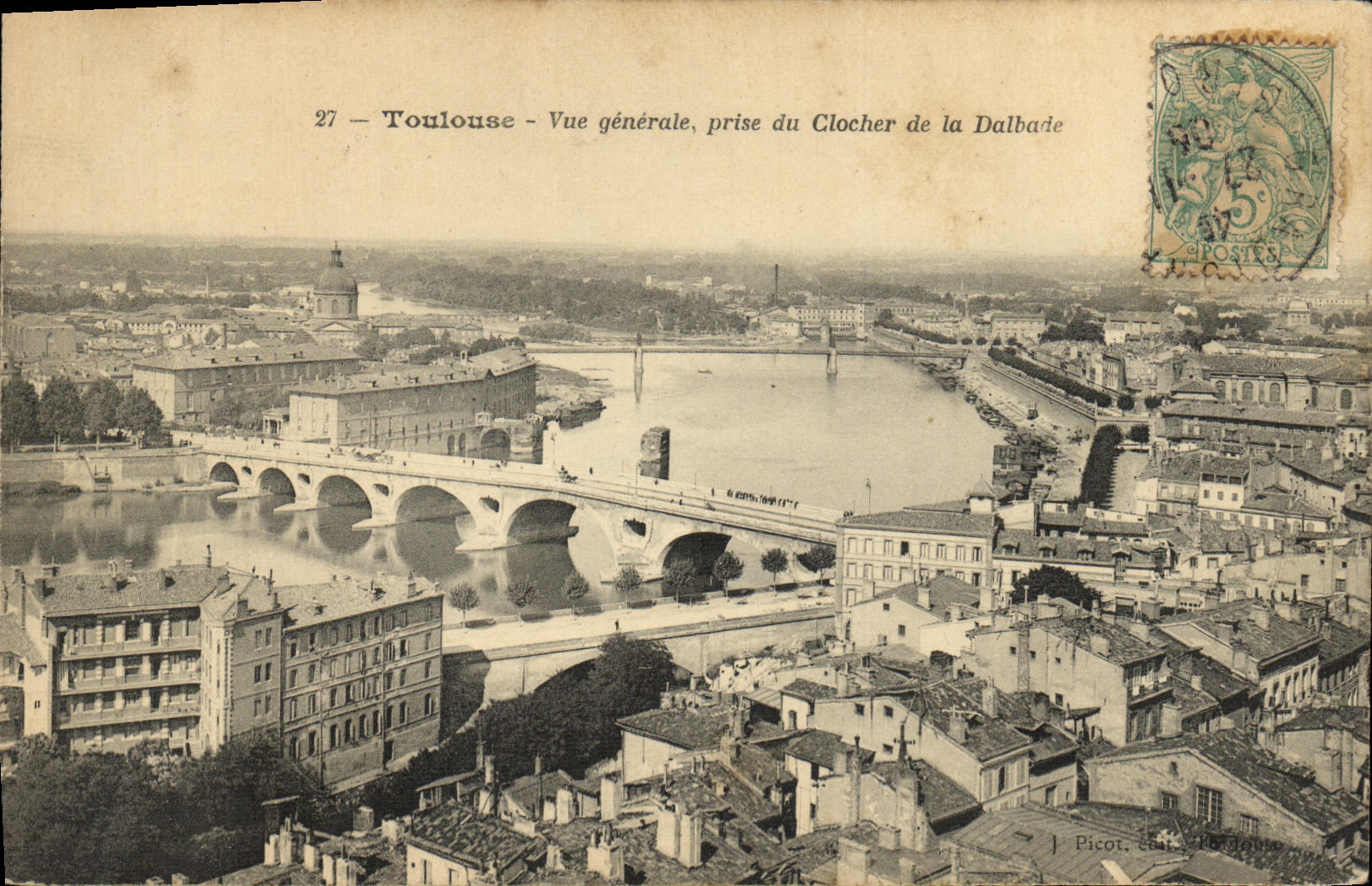 Opinion de Toulouse de la POSTAL de la VENDIMIA tomada de la campana torre de Dalbade