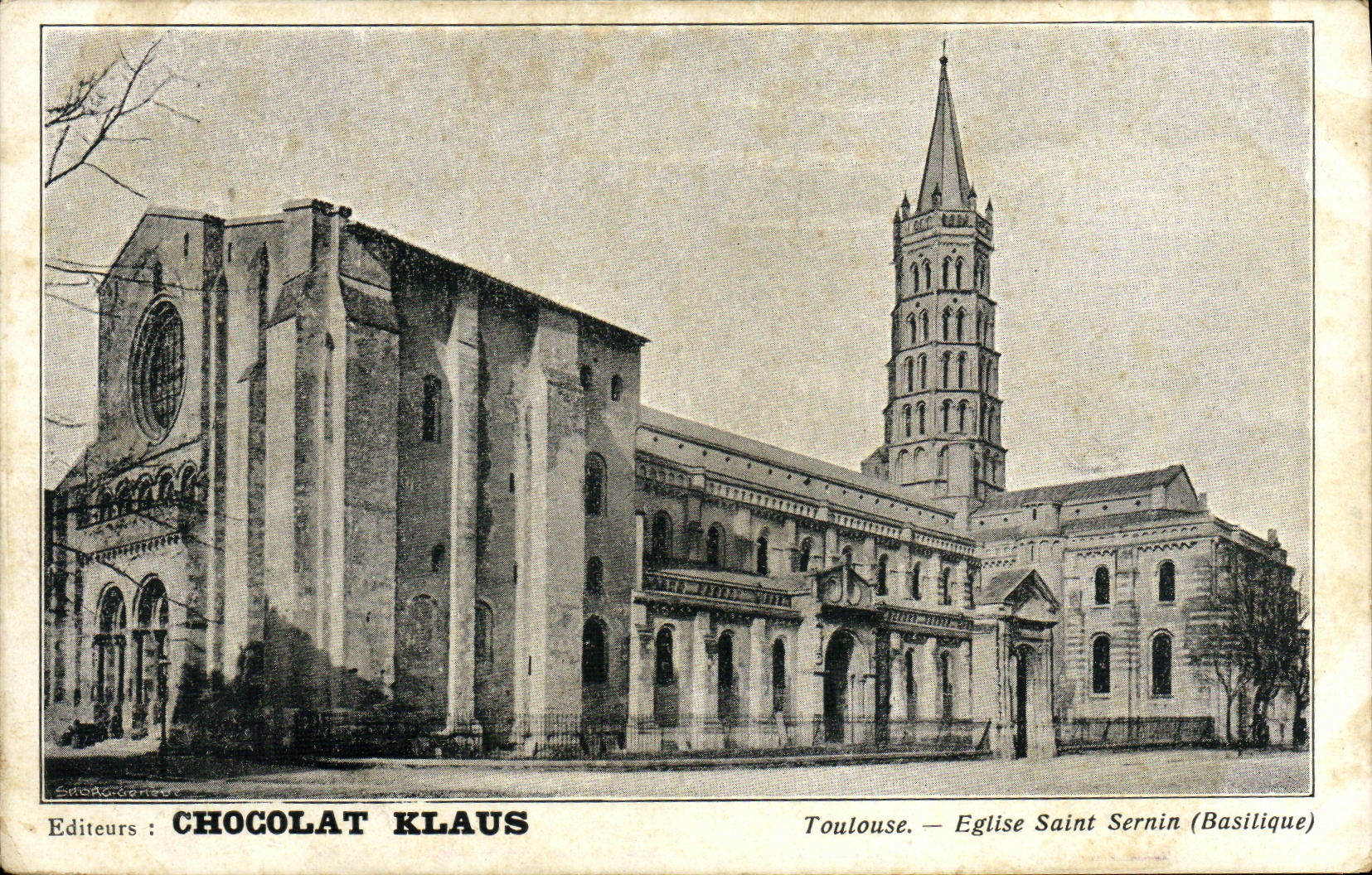 Chocolate de Sernin Klaus del santo de la iglesia de Toulouse de la POSTAL de la VENDIMIA