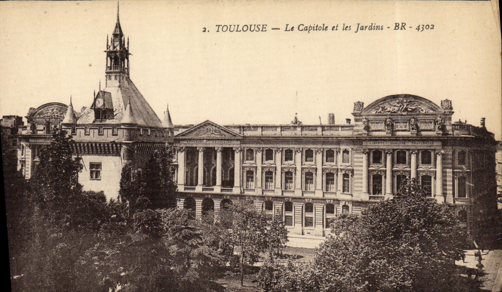 POSTAL Toulouse Capitole de la VENDIMIA y jardines