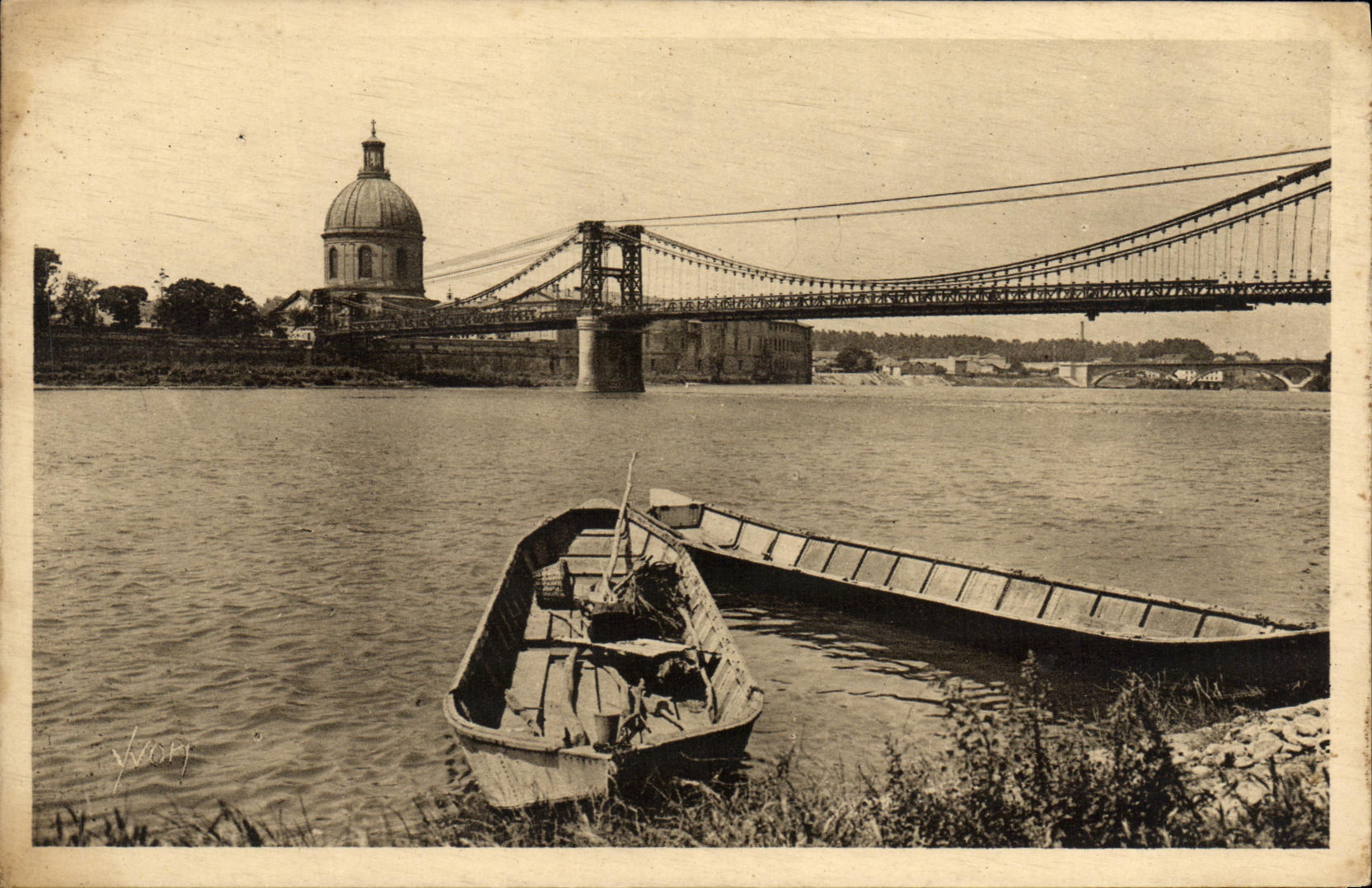 POSTAL Toulouse de la VENDIMIA el Saint Pierre del puente y la boveda de L iglesia del hogar de L vieja gente del registro bajo