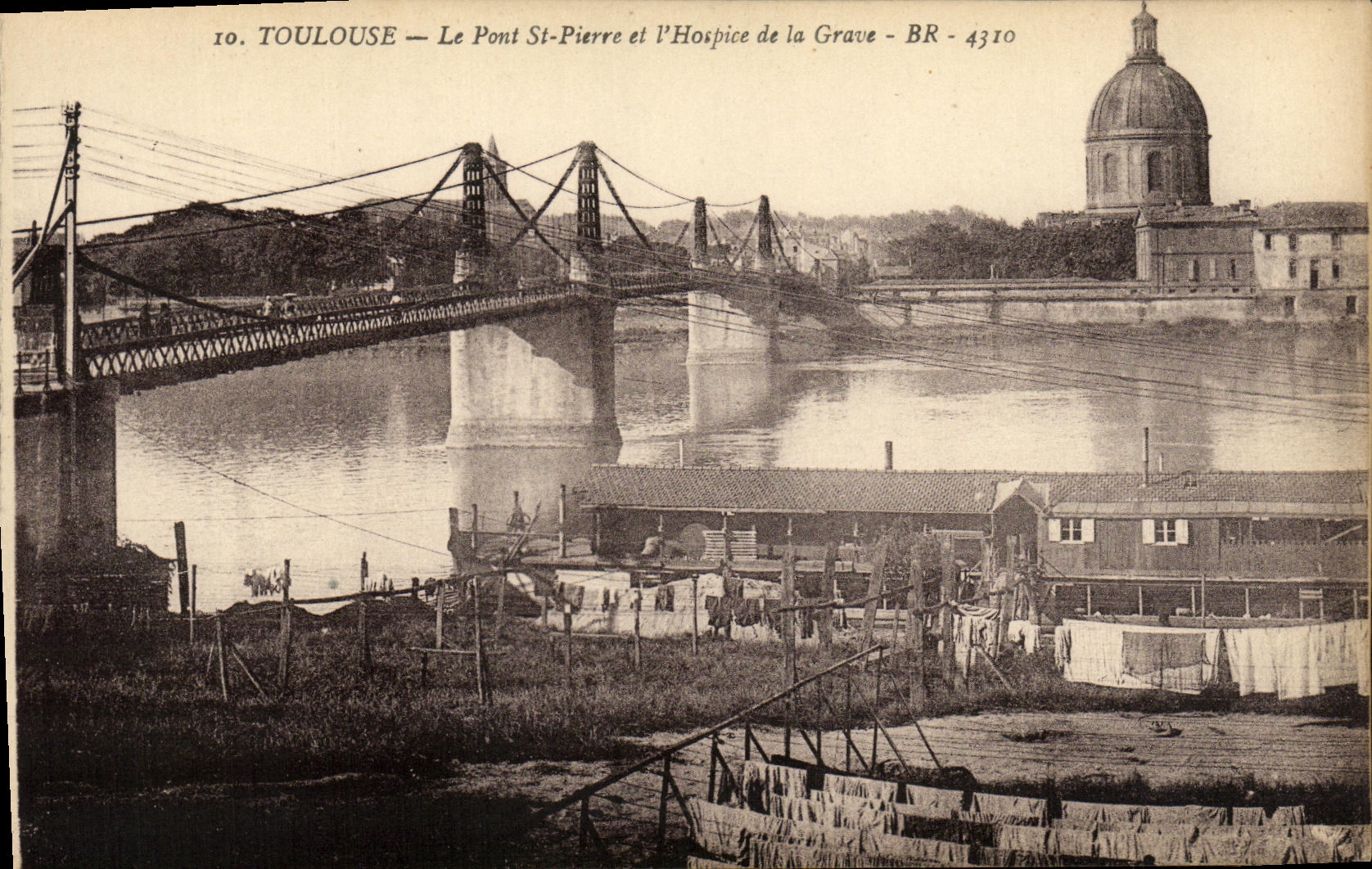 POSTAL Toulouse de la VENDIMIA el hogar del St Pedro y de L vieja gente del puente del registro bajo