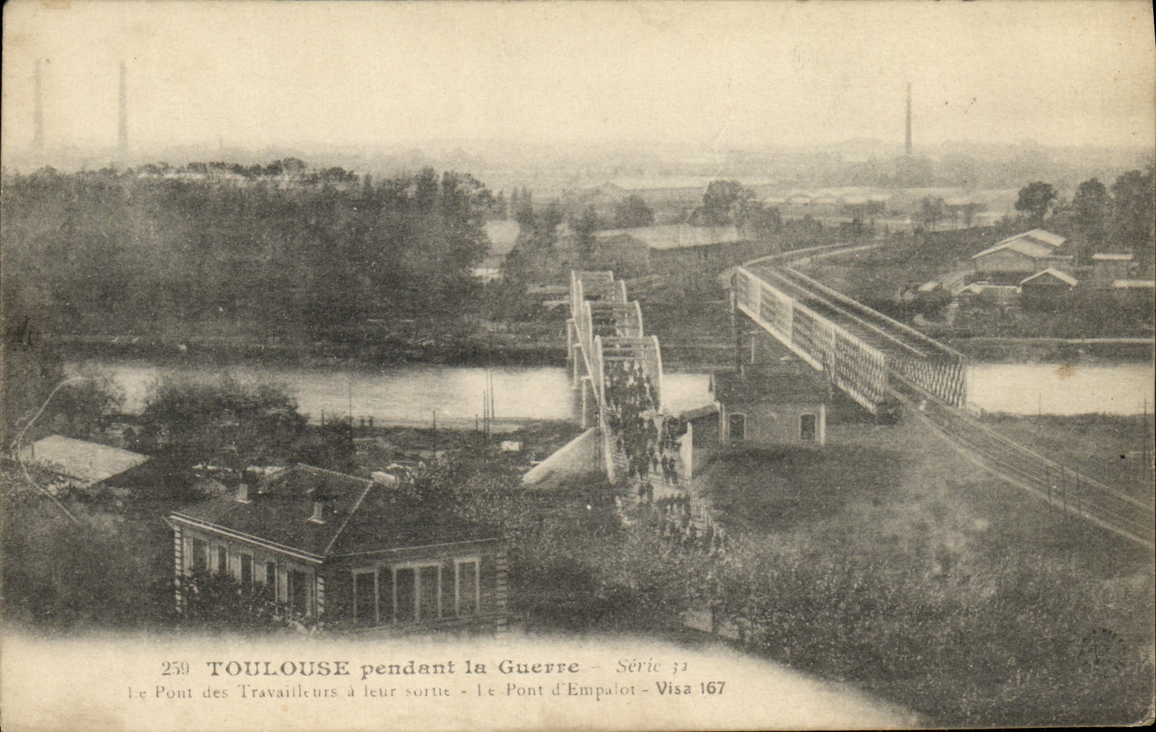 La POSTAL Toulouse de la VENDIMIA durante la guerra el puente de los trabajadores tiene su salida el puente D Empalot Militaria