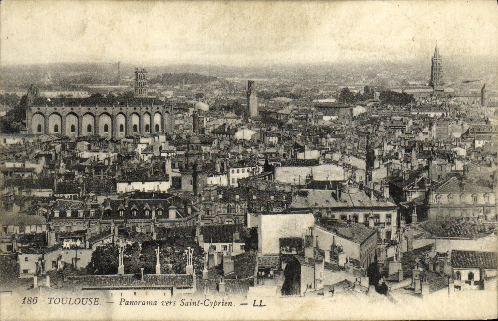 Panorama de Toulouse de la POSTAL de la VENDIMIA hacia Cipriano Saint