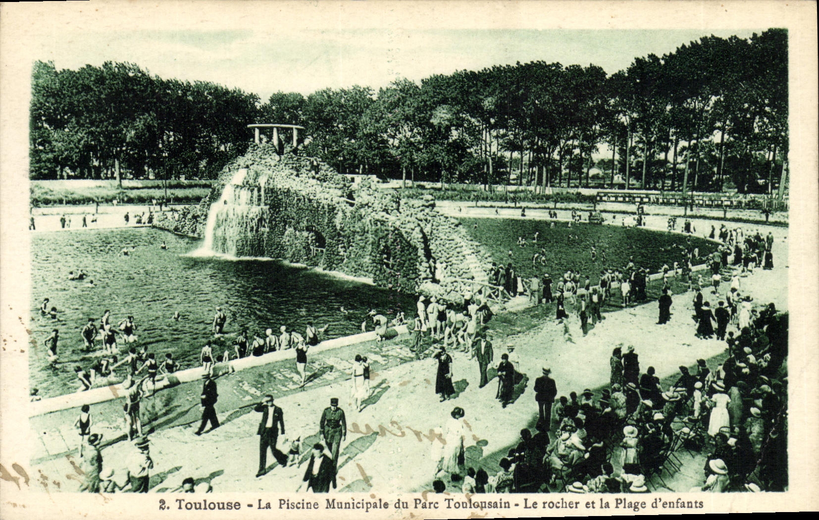 POSTAL Toulouse de la VENDIMIA la piscina pública del parque de Toulouse la roca y la playa de los ninos