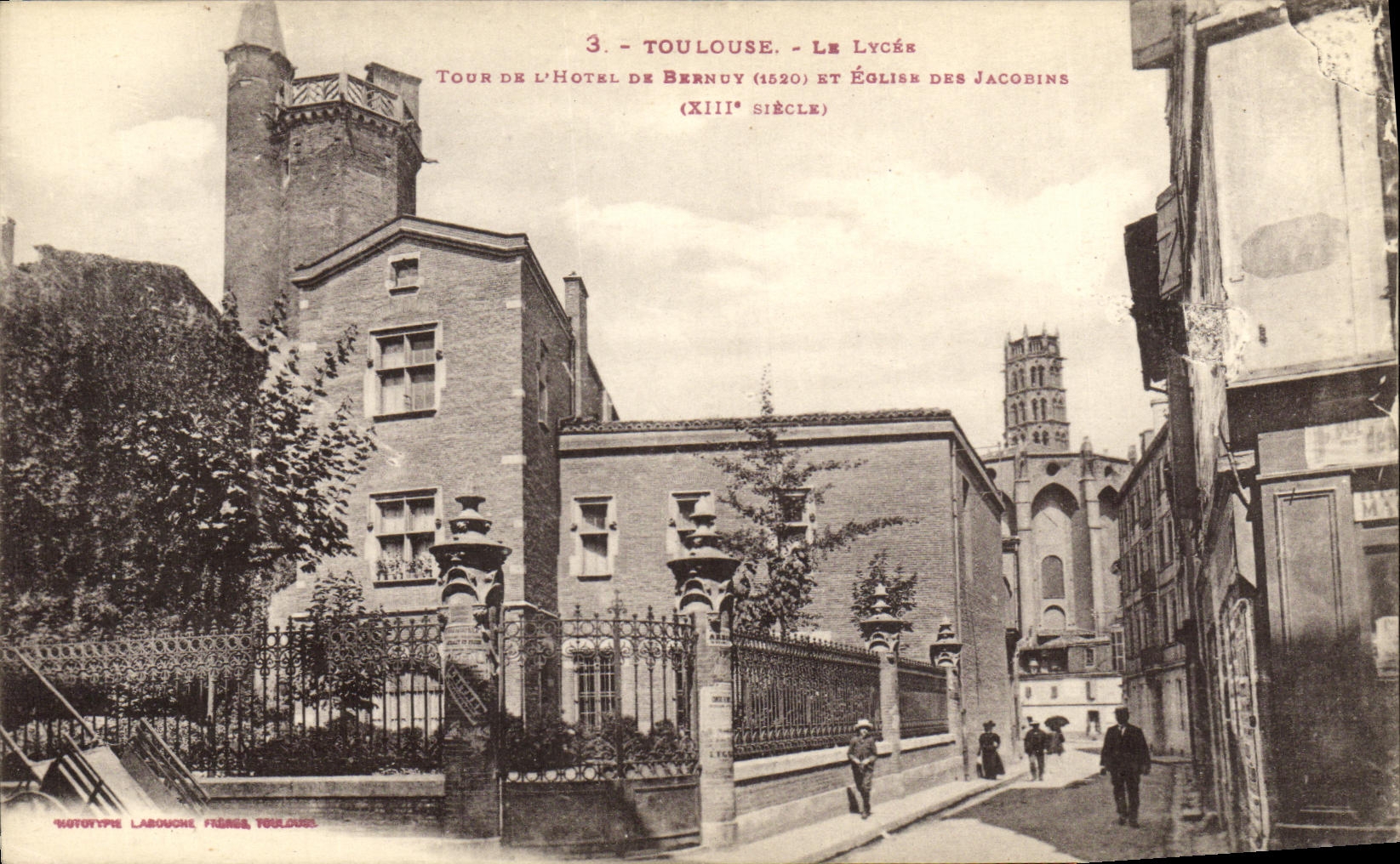 POSTAL Toulouse de la VENDIMIA la vuelta de la universidad de L hotel de Bernuy y de la iglesia del Jacobins