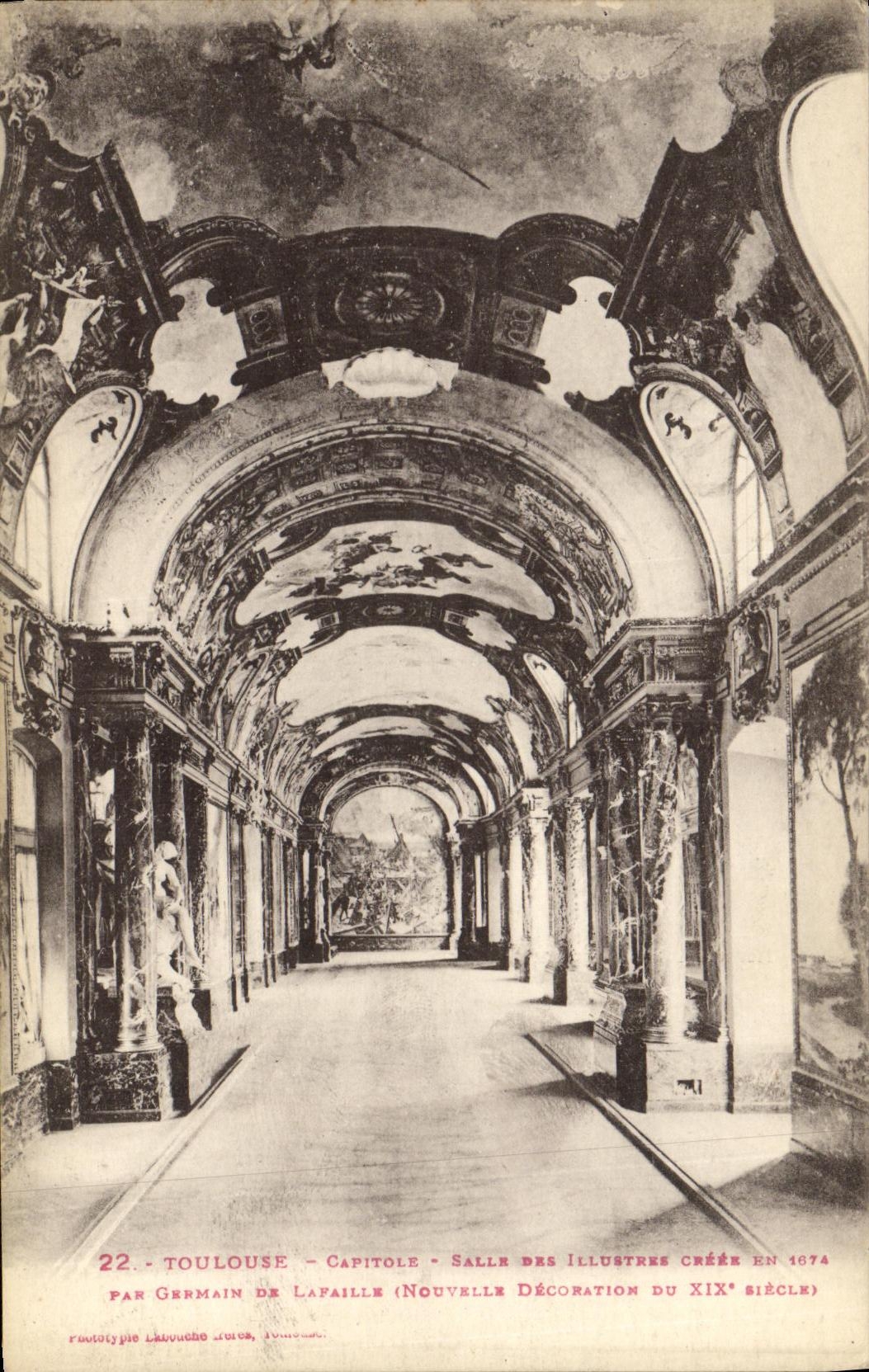 Sitio de Toulouse Capitole de la POSTAL de la VENDIMIA de ilustrado