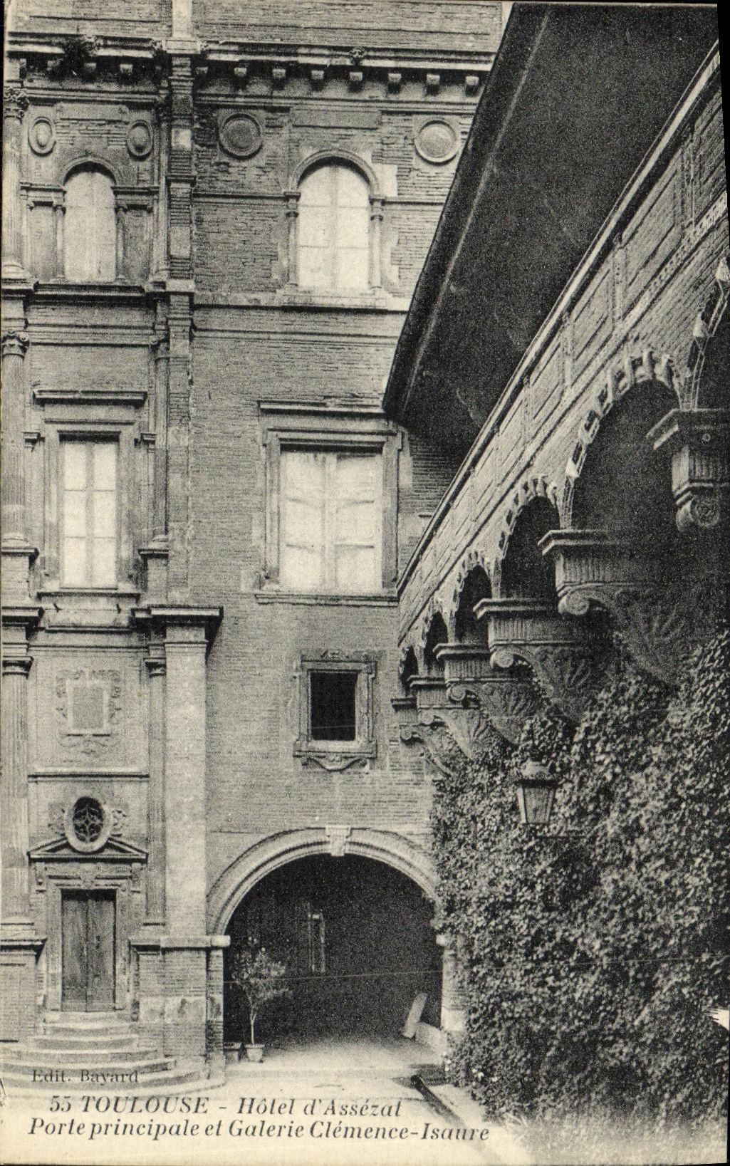 El hotel D Assezat de Toulouse de la POSTAL de la VENDIMIA lleva el principal y la galeria Clemence Isane