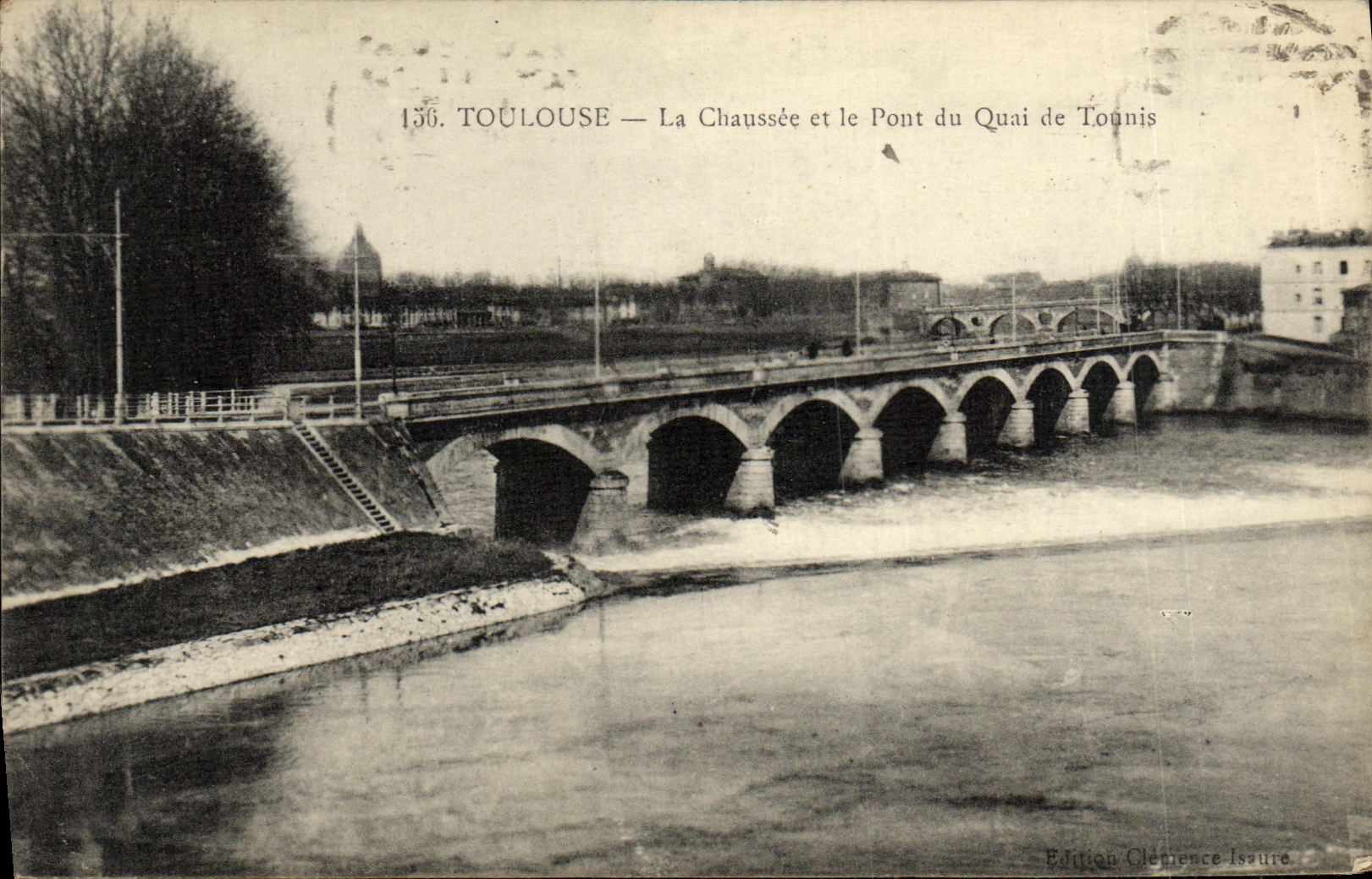 POSTAL Toulouse de la VENDIMIA el camino y el puente del Quay de Tounis