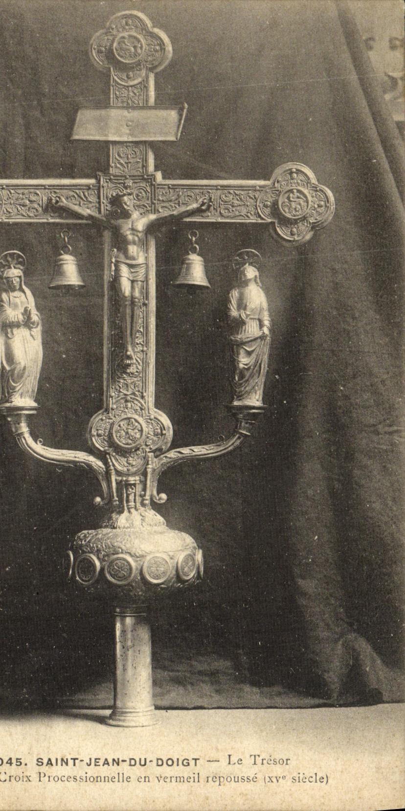 VINTAGE POSTCARD Saint Jean Of the Finger the Large Treasury processional cross in vermeil pushes back