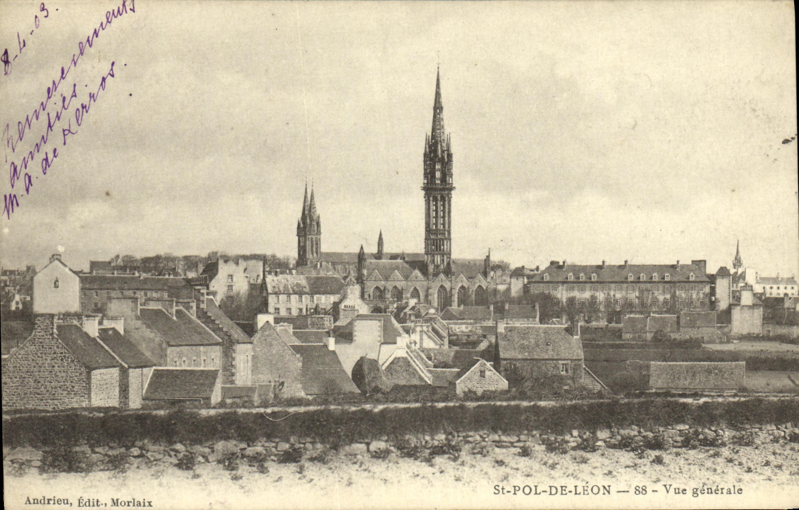 VINTAGE POSTCARD St pol  of Leon View