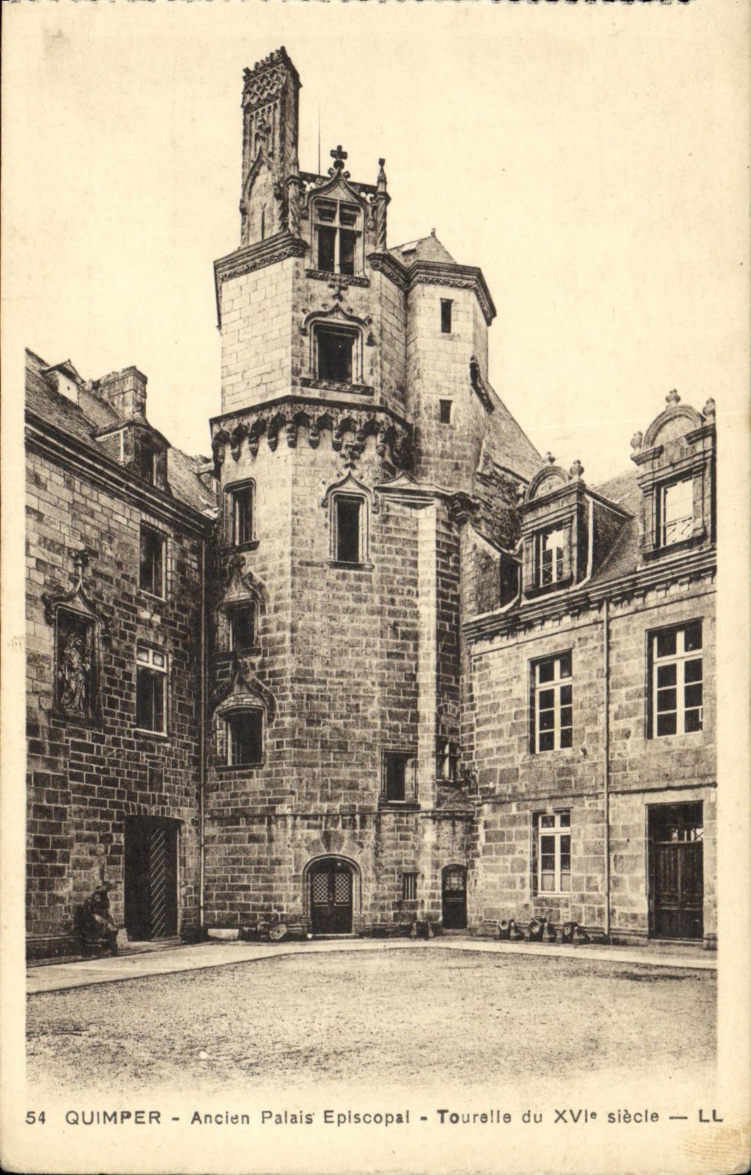 VINTAGE POSTCARD Quimper Old Palate Espiscopal Turret of XVl E century