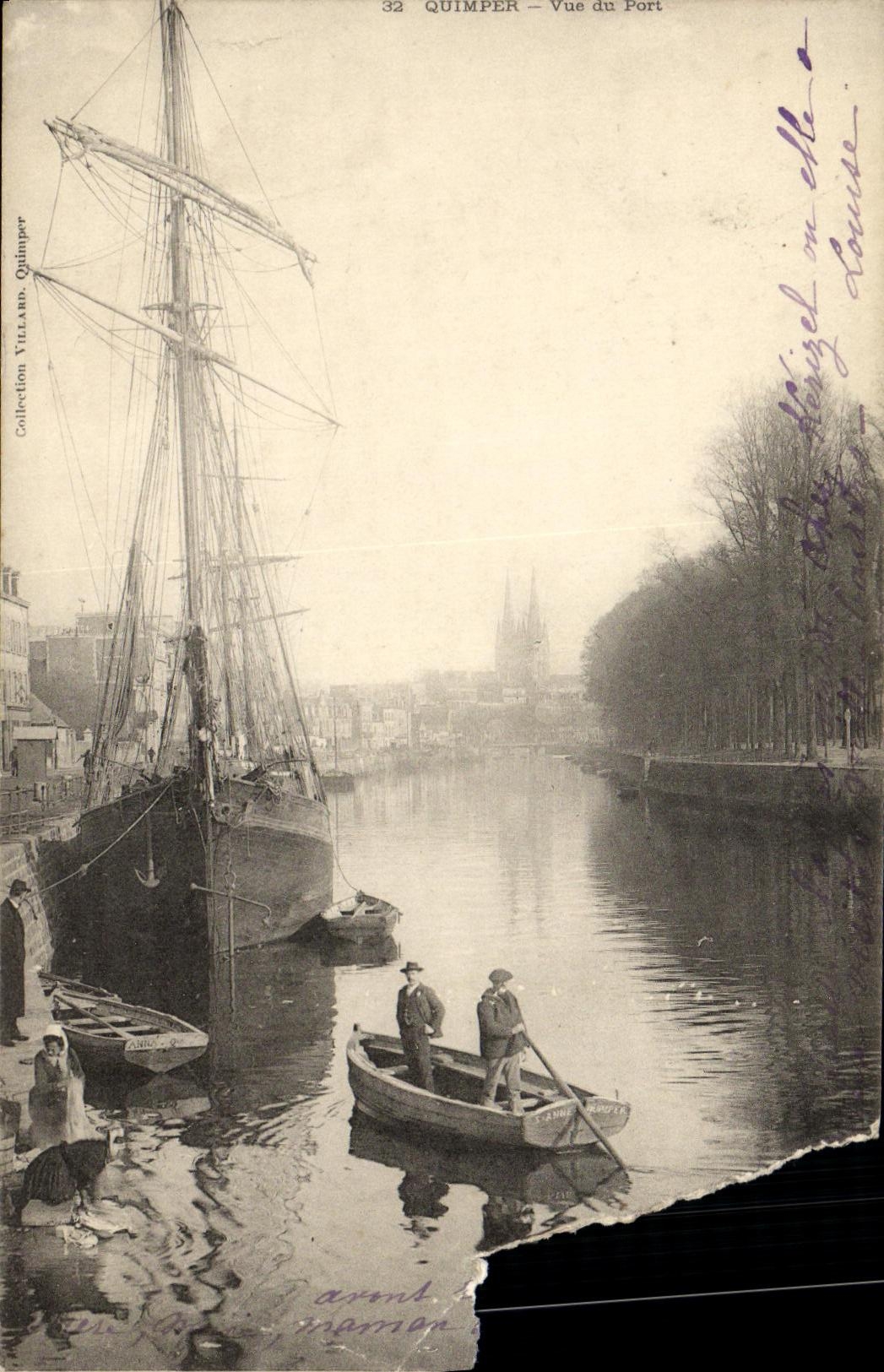 VINTAGE POSTCARD Quimper Seen of the Port Boat