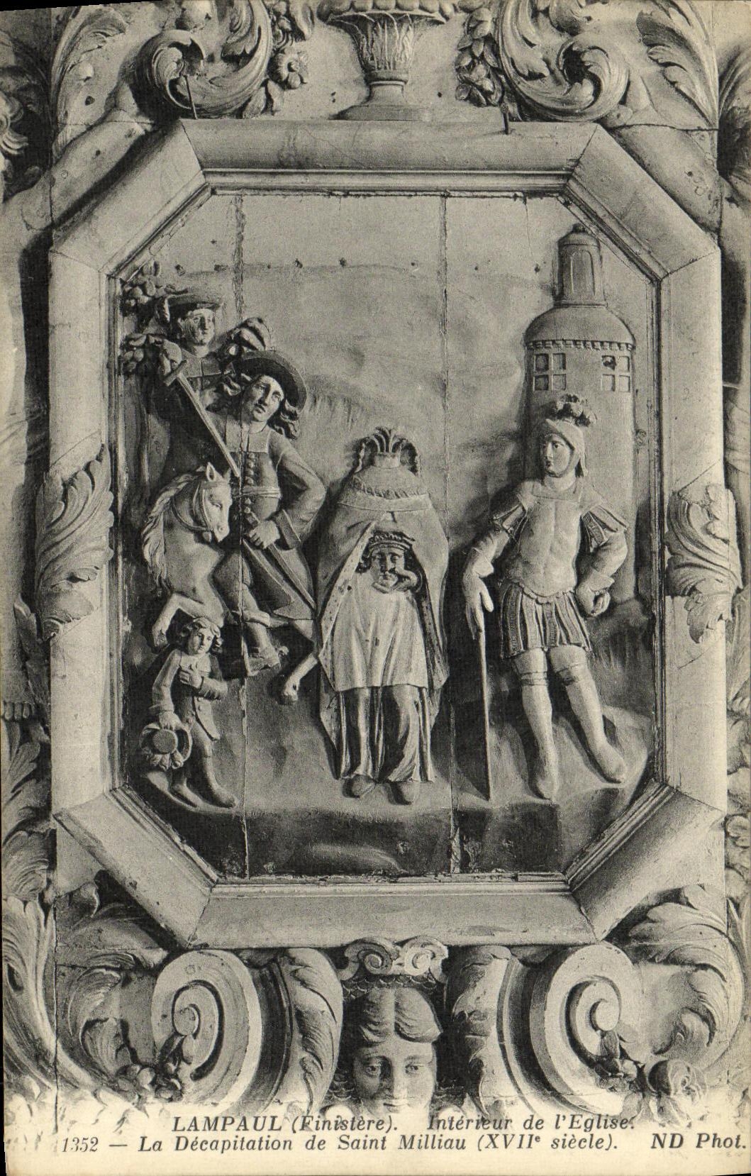 VINTAGE POSTCARD Interior Lampaul of L Church the Decapitation of Milliau Saint