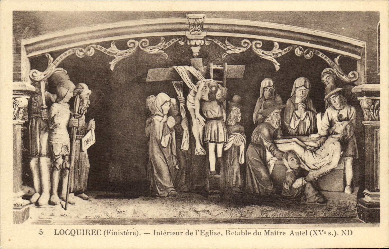 VINTAGE POSTCARD Interior Locquirec of L Relable Church of the Master Furnace bridge