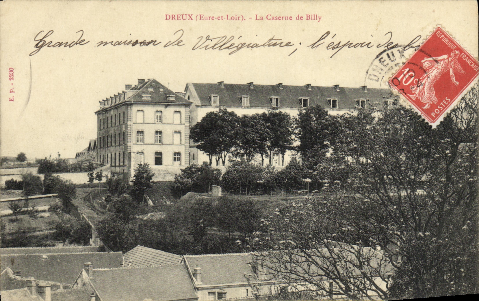 POSTAL Dreux de la VENDIMIA los cuarteles de Billy Militaria