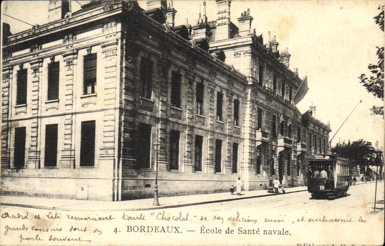 CPA Bordeaux Ecole de Sante navale Tramway