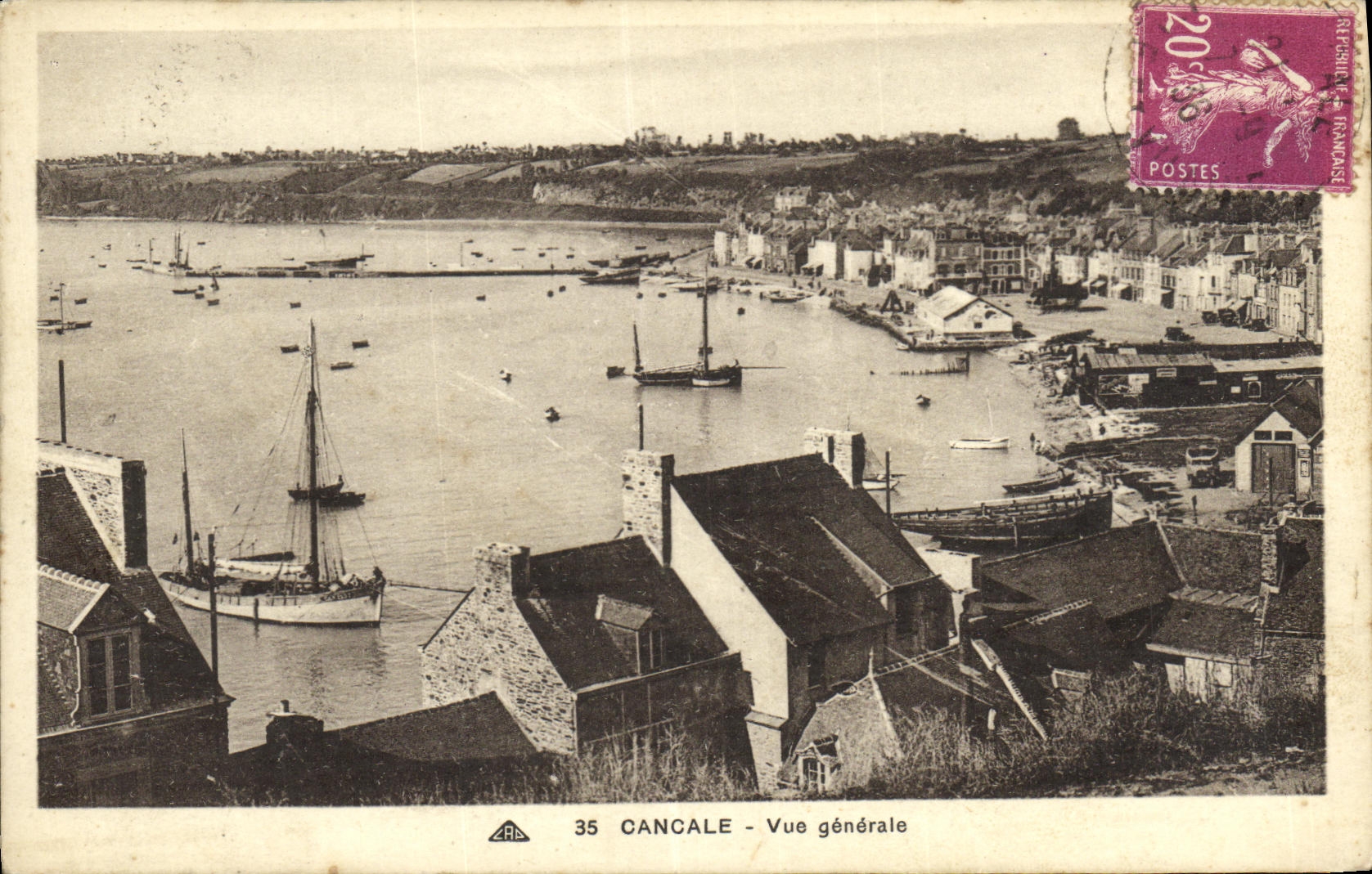 VINTAGE POSTCARD Cancale View Boats