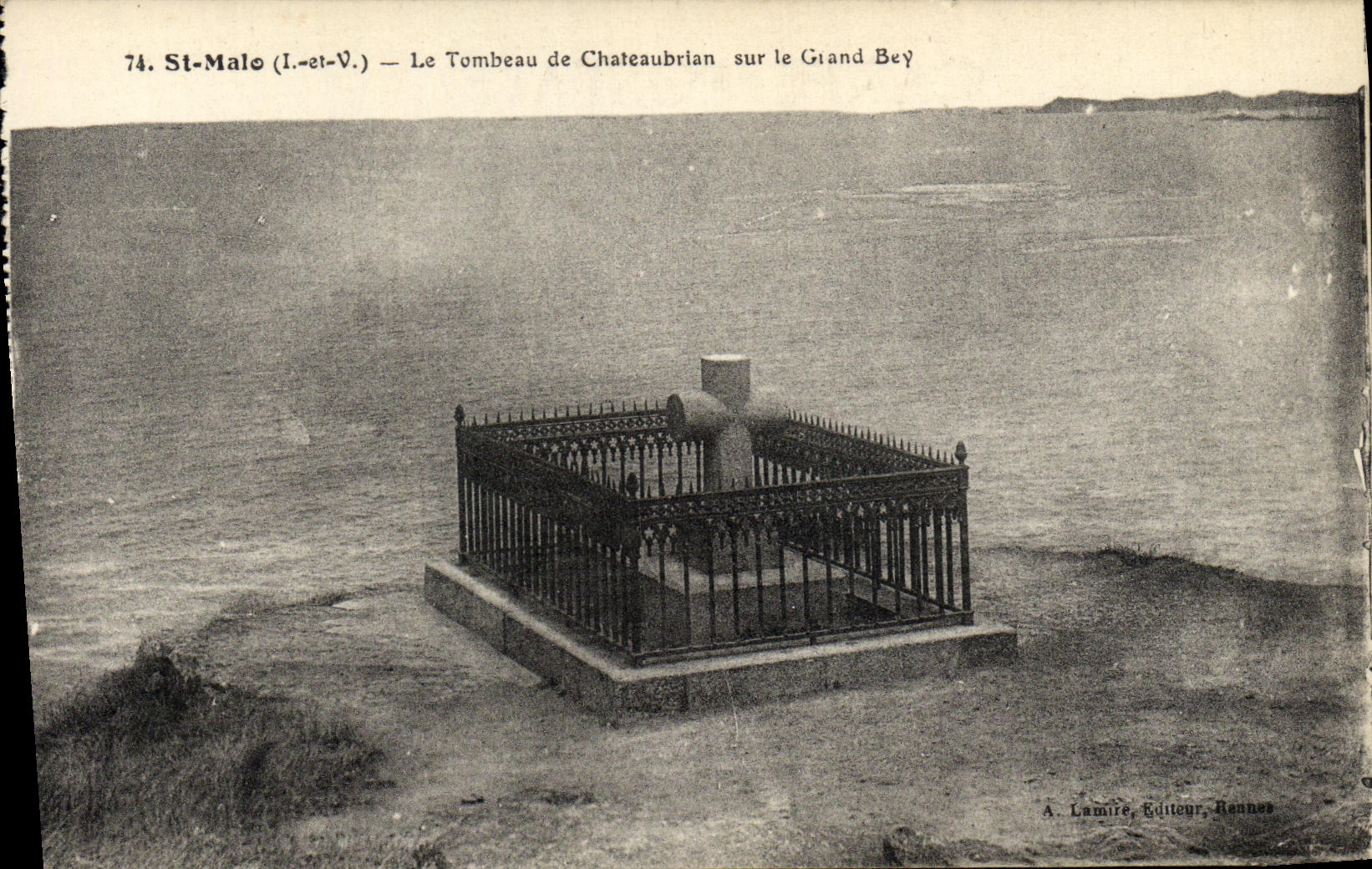 VINTAGE POSTCARD St Malo the Tomb of Chateaubriant on the Large Bey