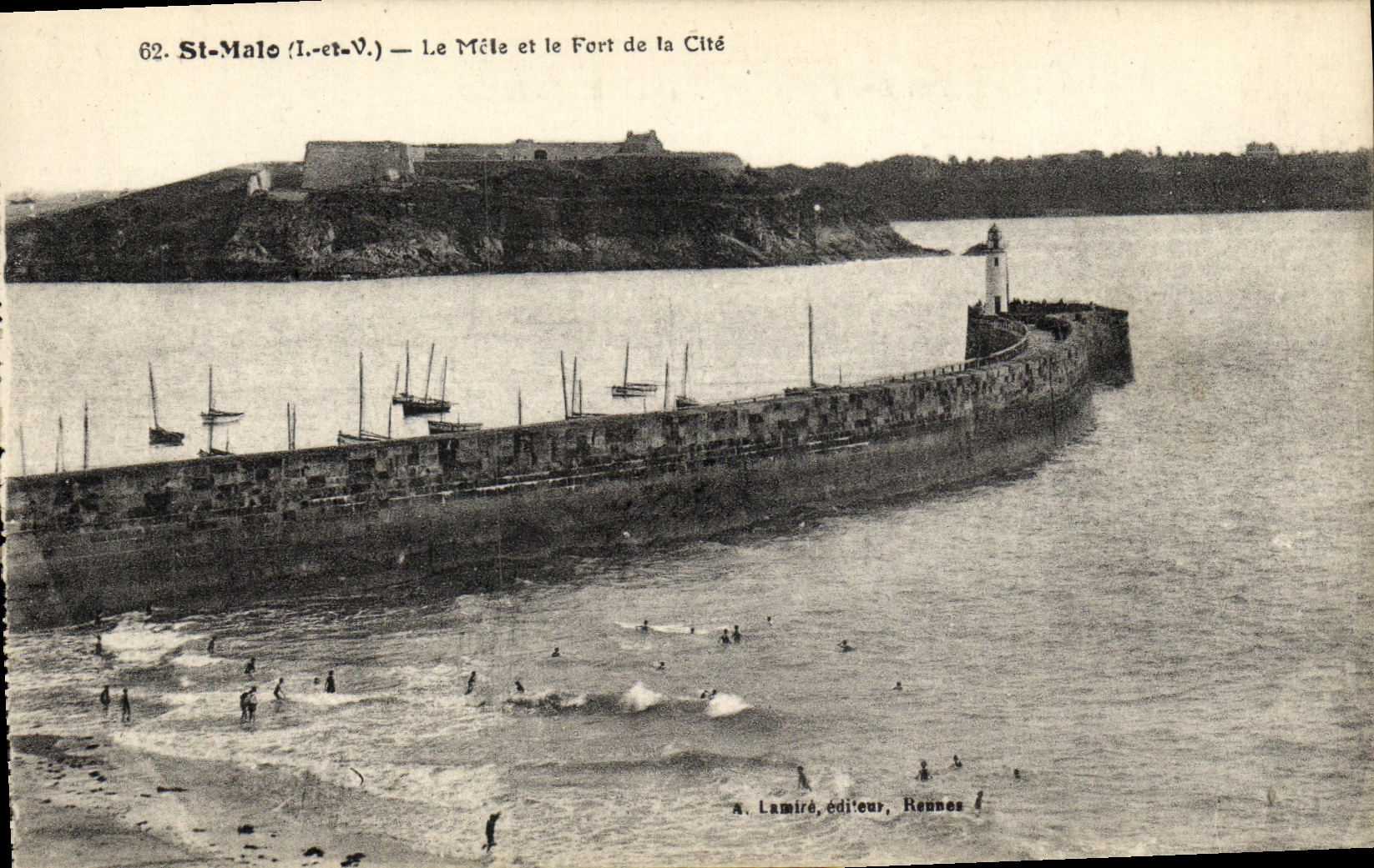 VINTAGE POSTCARD St Malo the Mole and the Fort of the ISCED