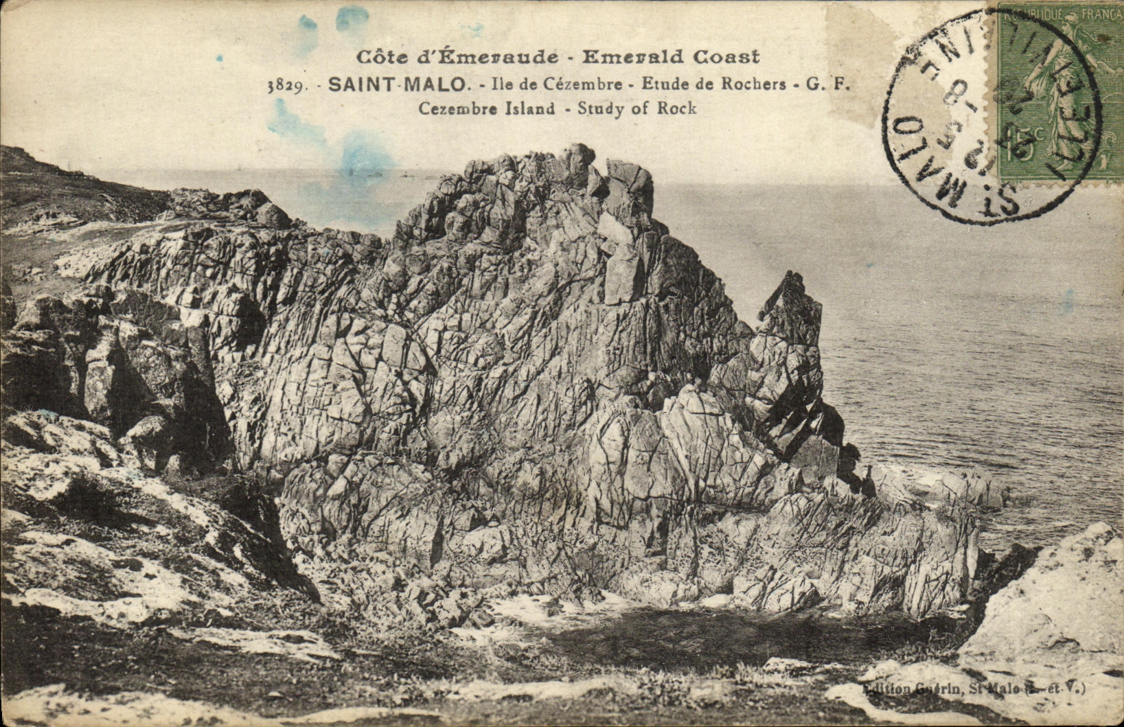 VINTAGE POSTCARD Holy Malo of Cezembre Details of Rocks