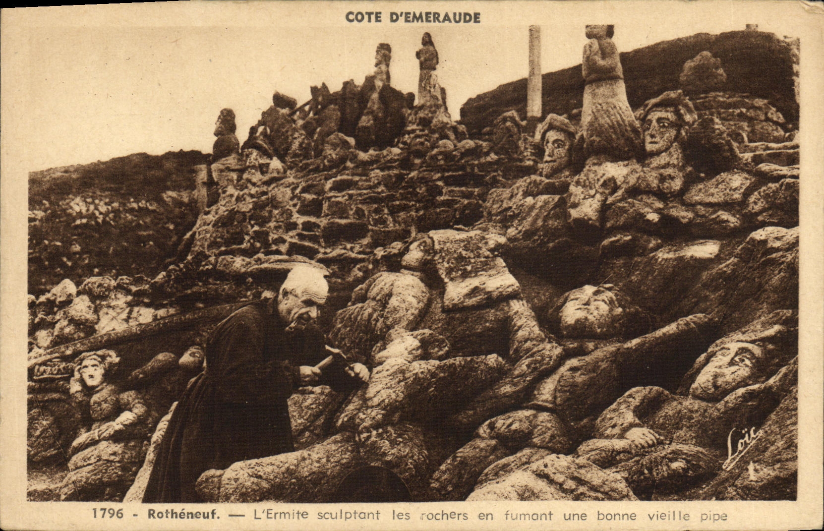 CPA Rotheneuf L Ermite Sculptant les Rochers