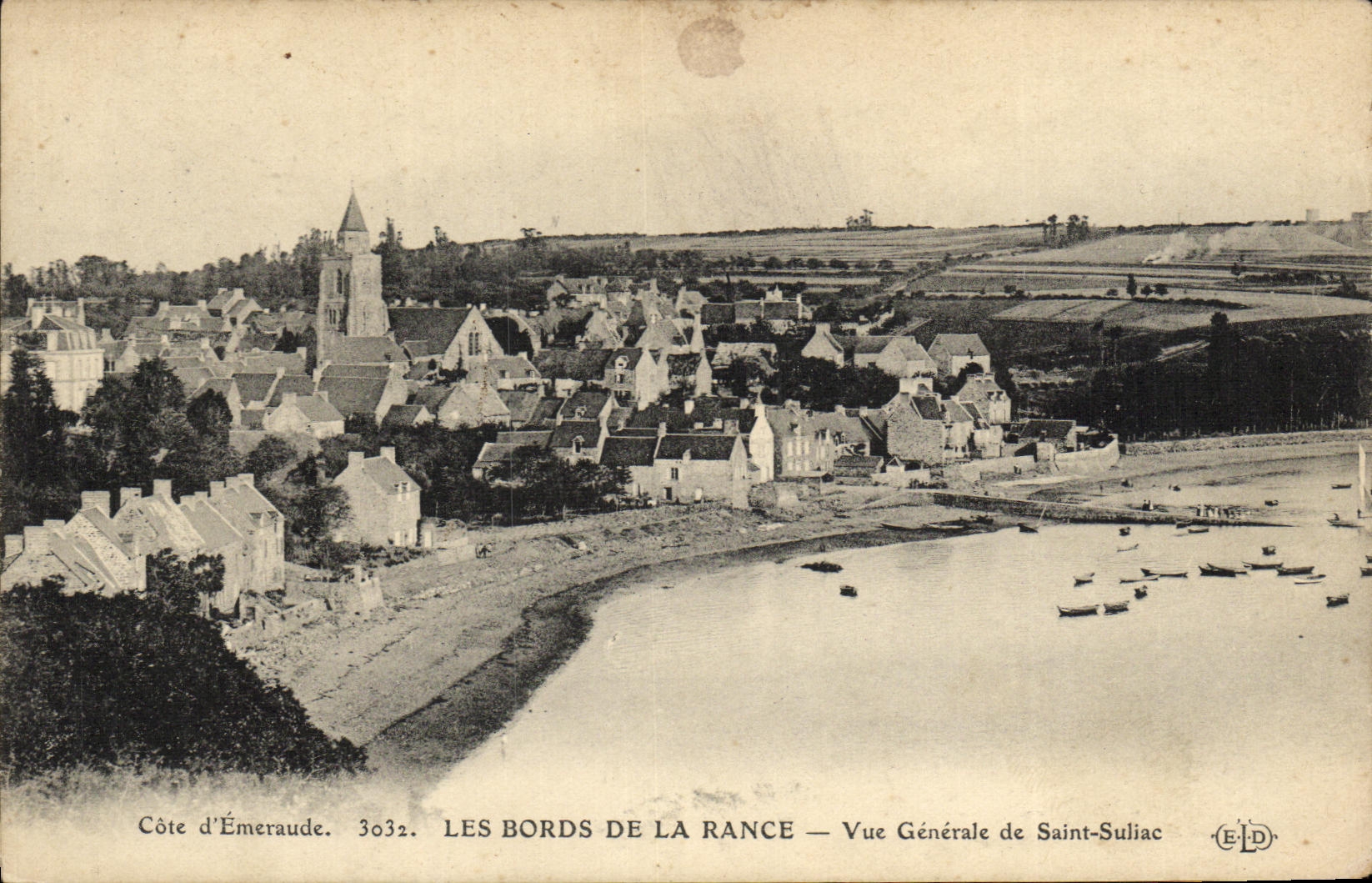 Bordes de la POSTAL de la VENDIMIA de la vista rancia de Suliac Saint